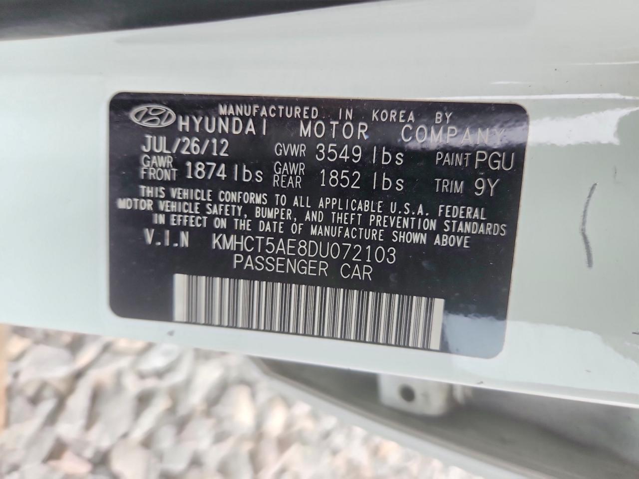 2013 Hyundai Accent Gs White vin: KMHCT5AE8DU072103