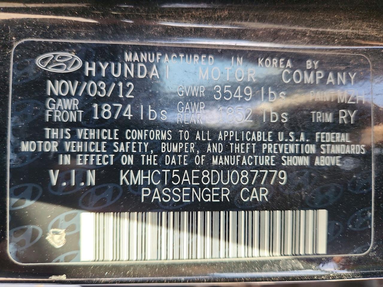 2013 Hyundai Accent Gs Black vin: KMHCT5AE8DU087779