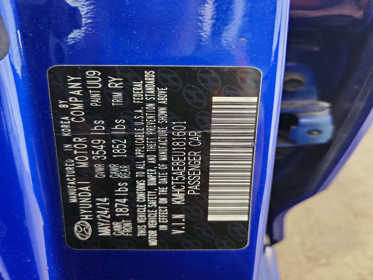 2014 Hyundai Accent Gs Blue vin: KMHCT5AE8EU181601