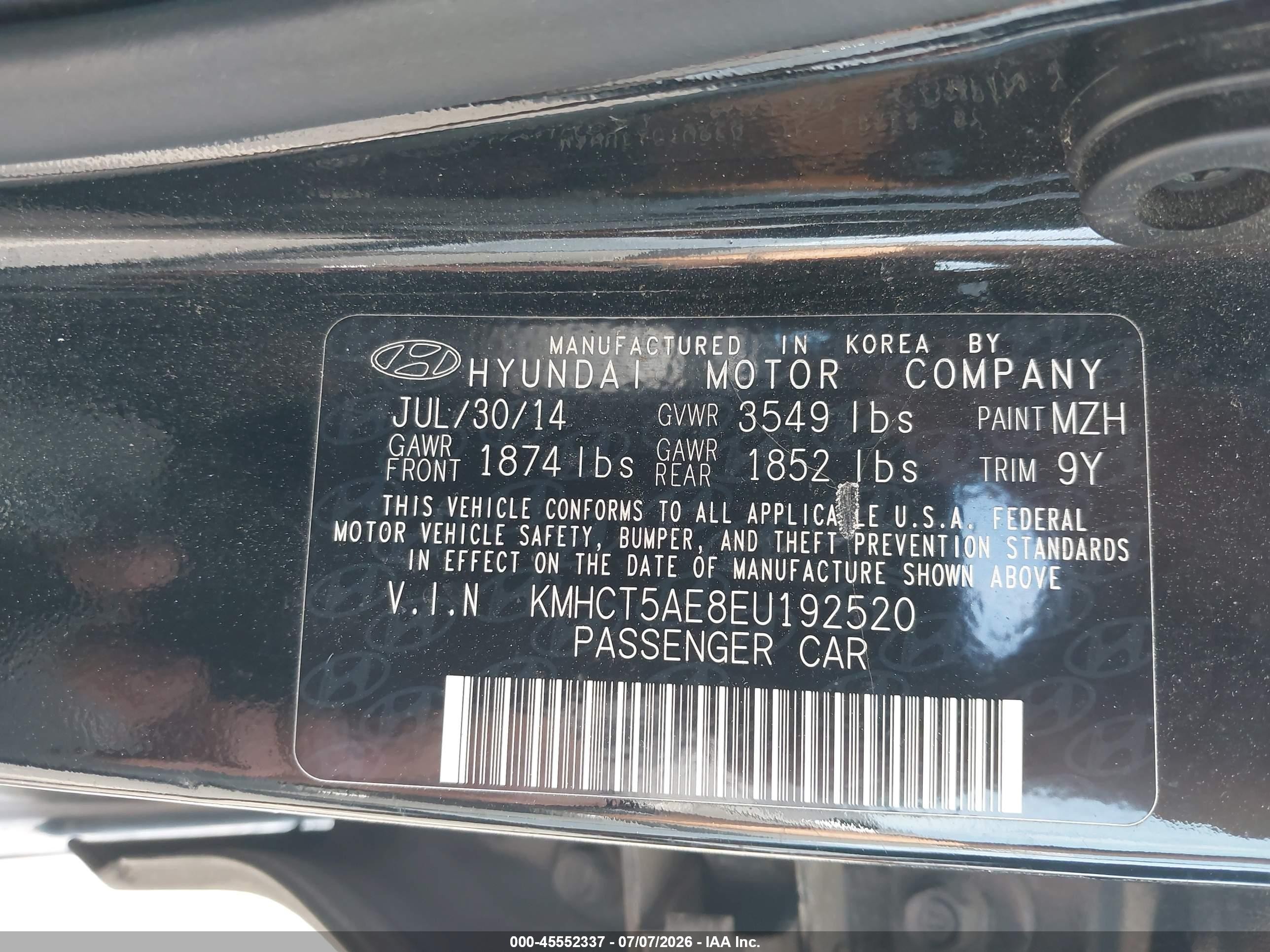 2014 Hyundai Accent Gs Black vin: KMHCT5AE8EU192520