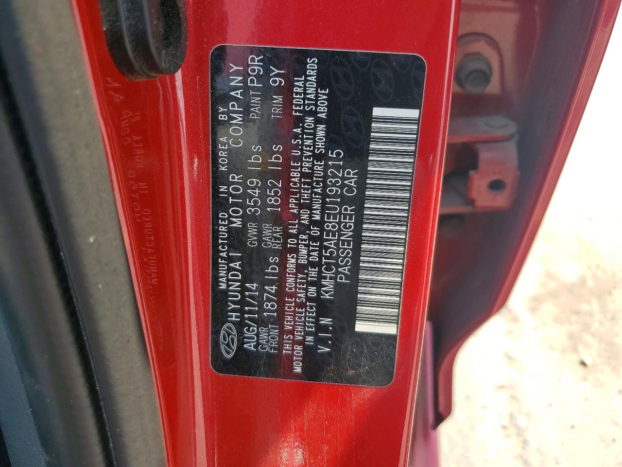 2014 Hyundai Accent Gs Red vin: KMHCT5AE8EU193215