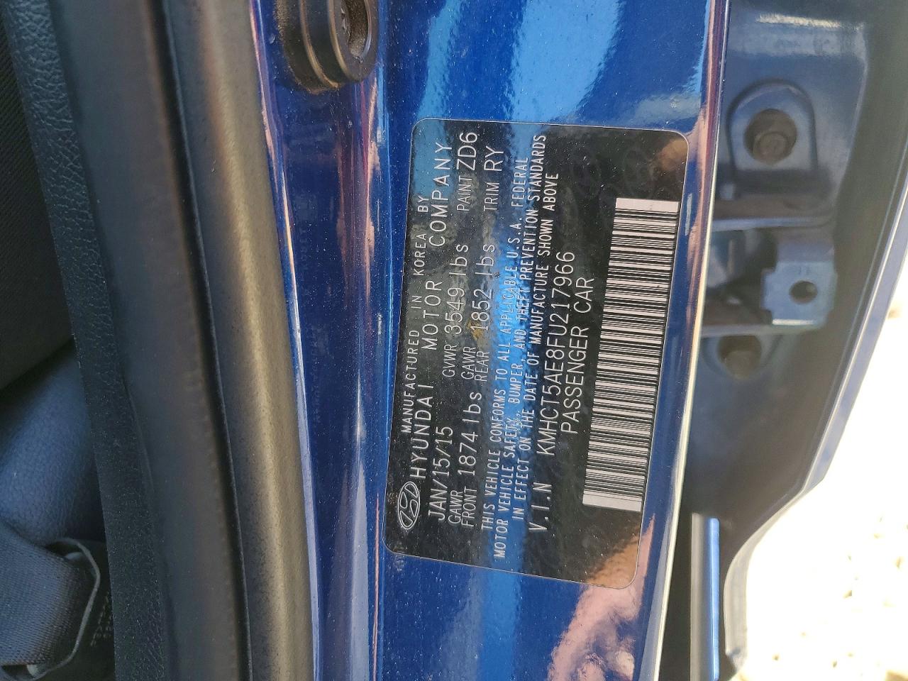2015 Hyundai Accent Gs Blue vin: KMHCT5AE8FU217966