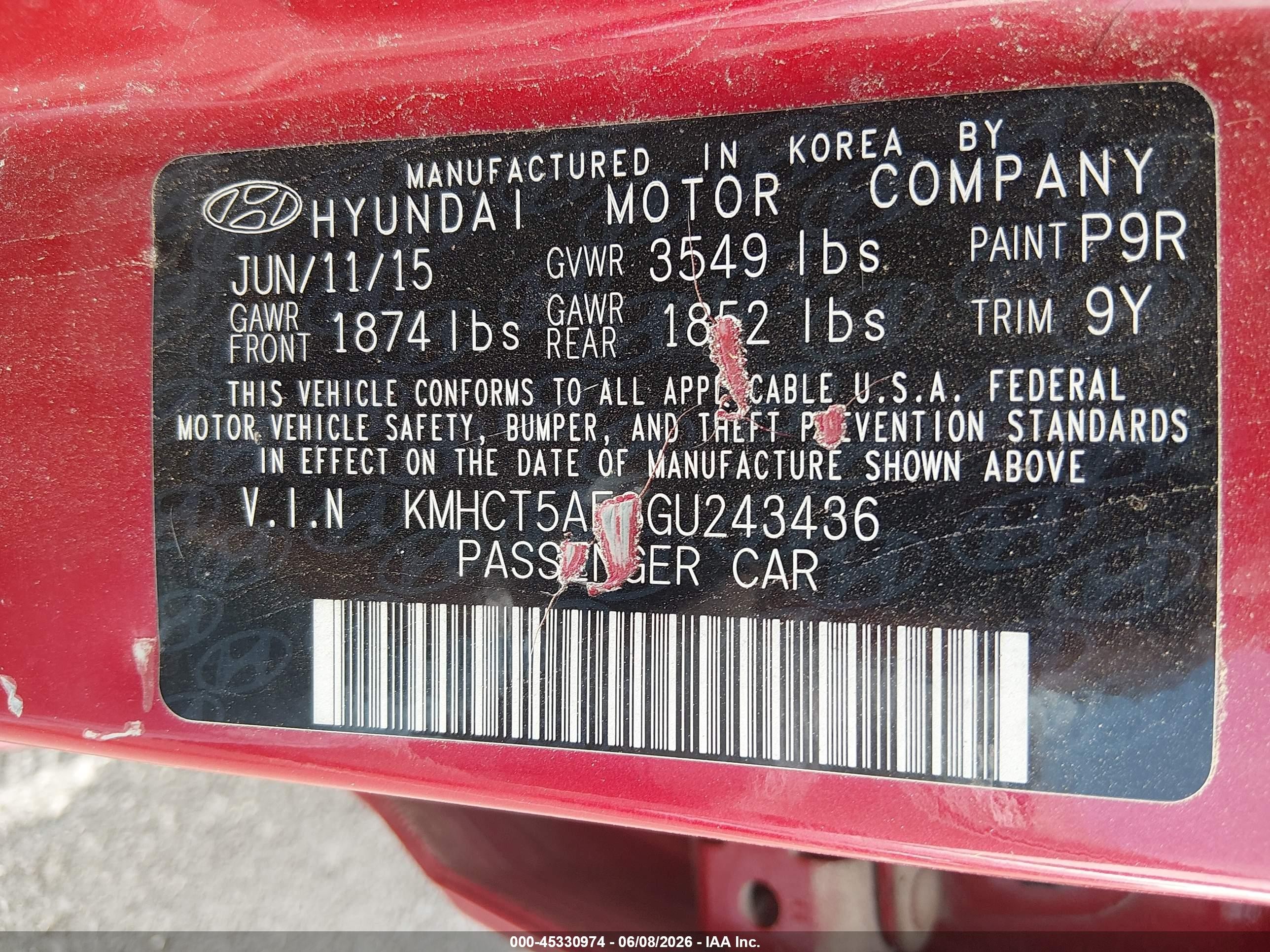 2016 Hyundai Accent Se Red vin: KMHCT5AE8GU243436