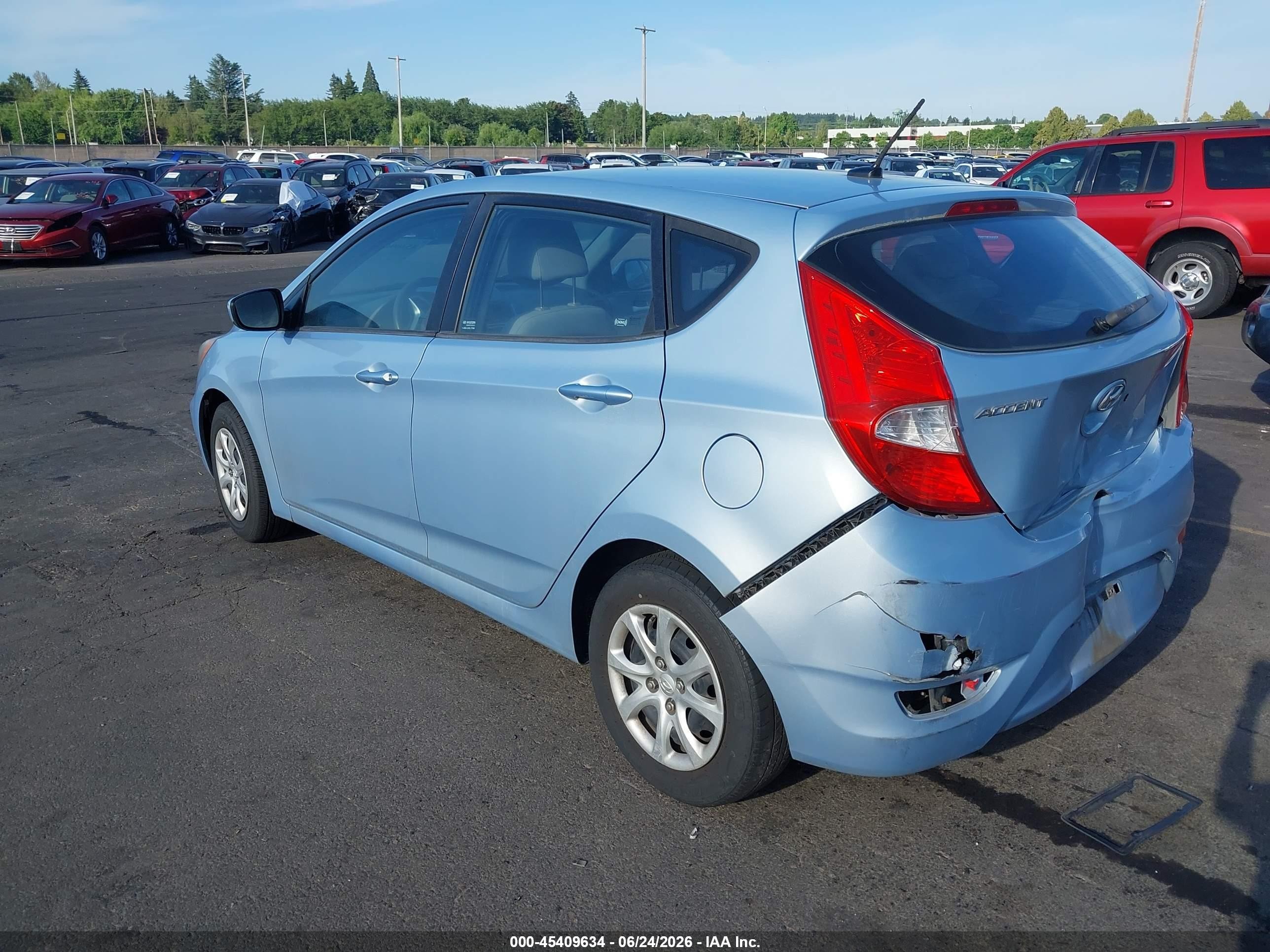 2012 Hyundai Accent Gs Light Blue vin: KMHCT5AE9CU011647