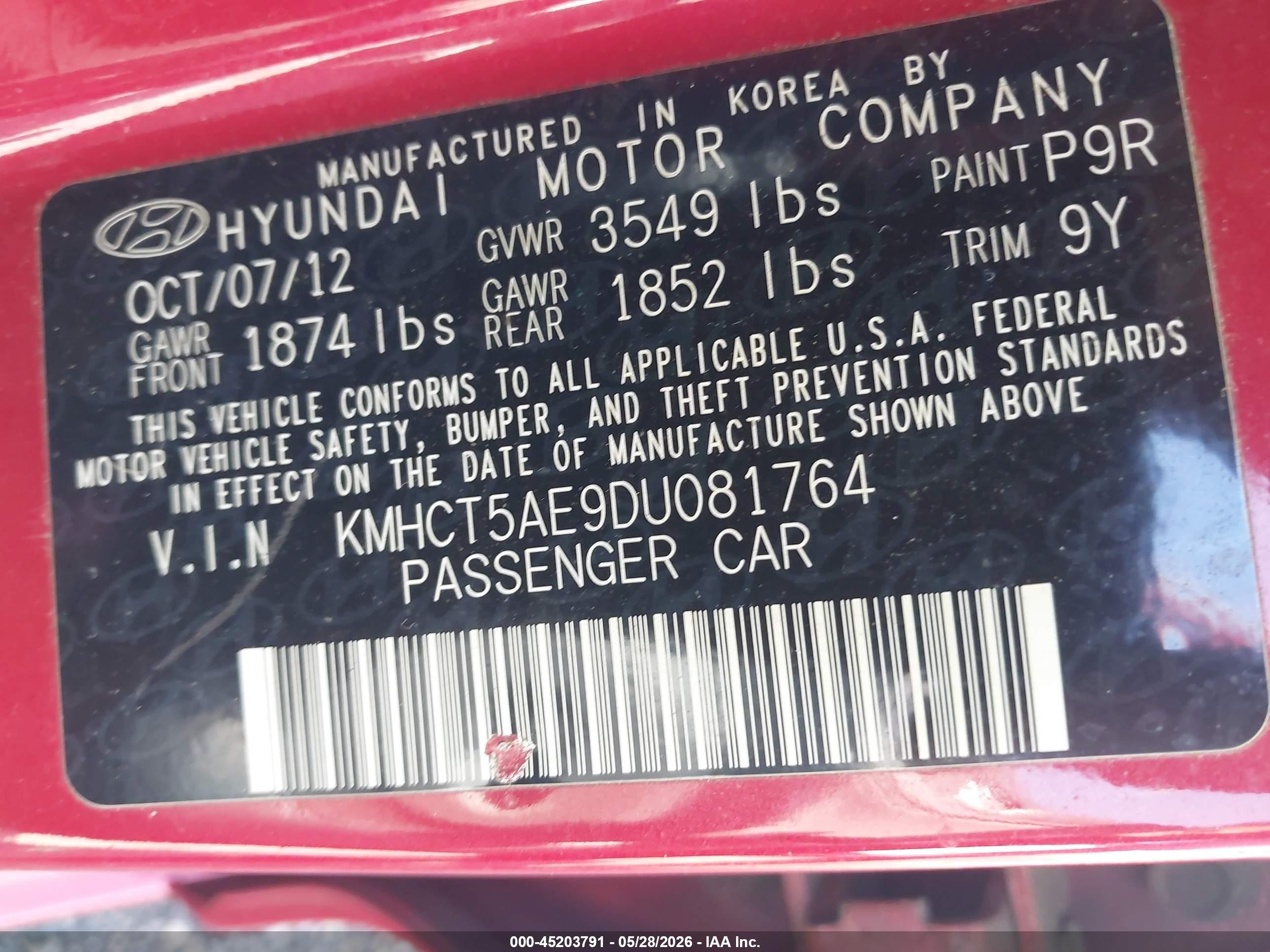 2013 Hyundai Accent Gs Red vin: KMHCT5AE9DU081764