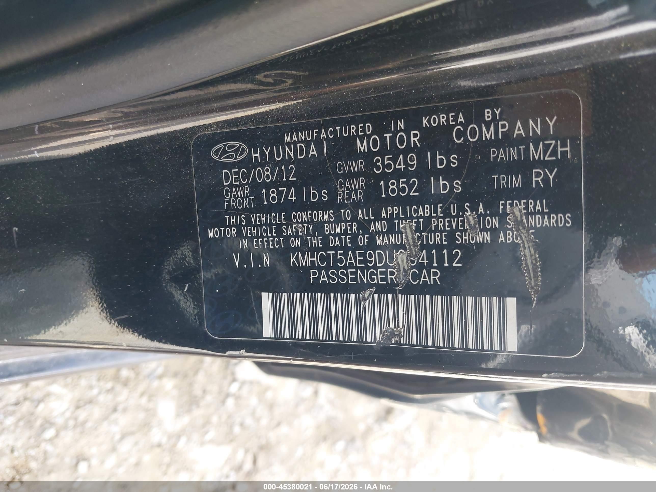 2013 Hyundai Accent Gs Black vin: KMHCT5AE9DU094112
