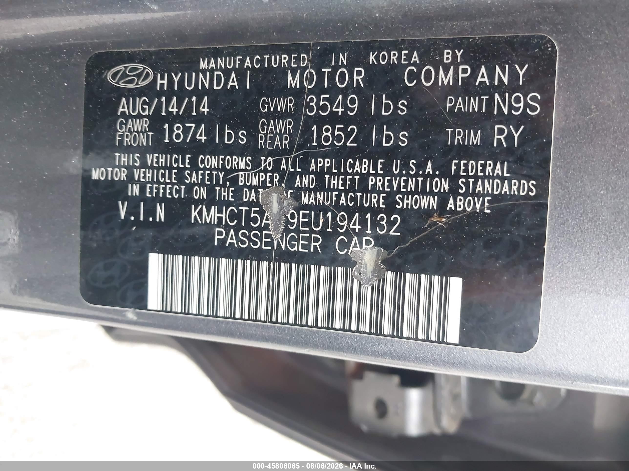 2014 Hyundai Accent Gs Серый vin: KMHCT5AE9EU194132