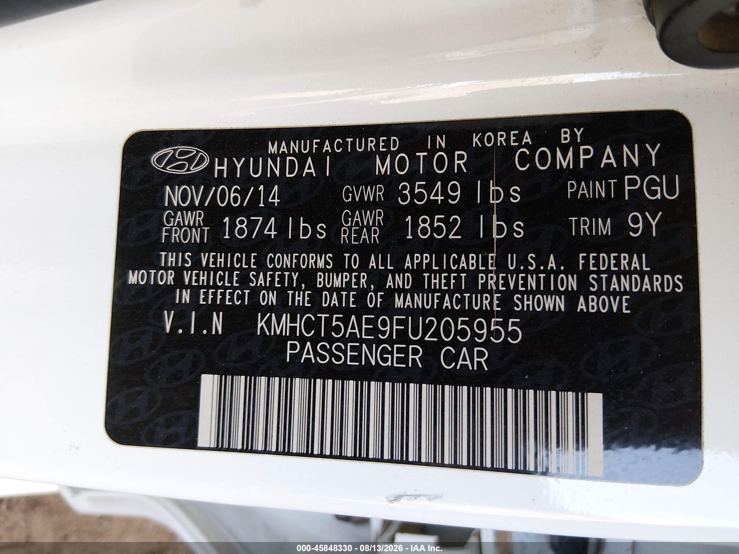 2015 Hyundai Accent Gs White vin: KMHCT5AE9FU205955