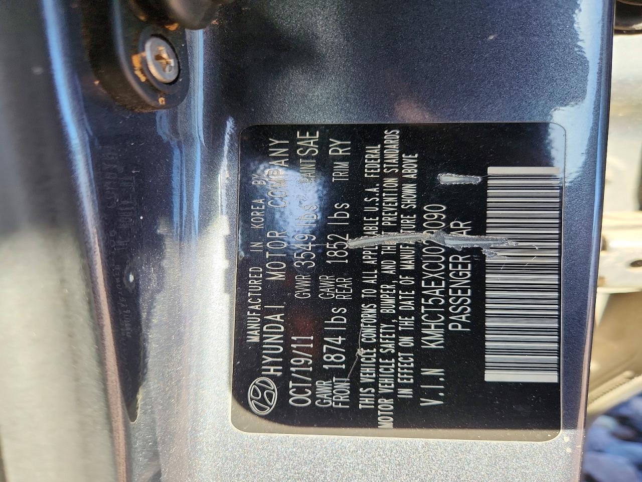 2012 Hyundai Accent Gs Gray vin: KMHCT5AEXCU029090