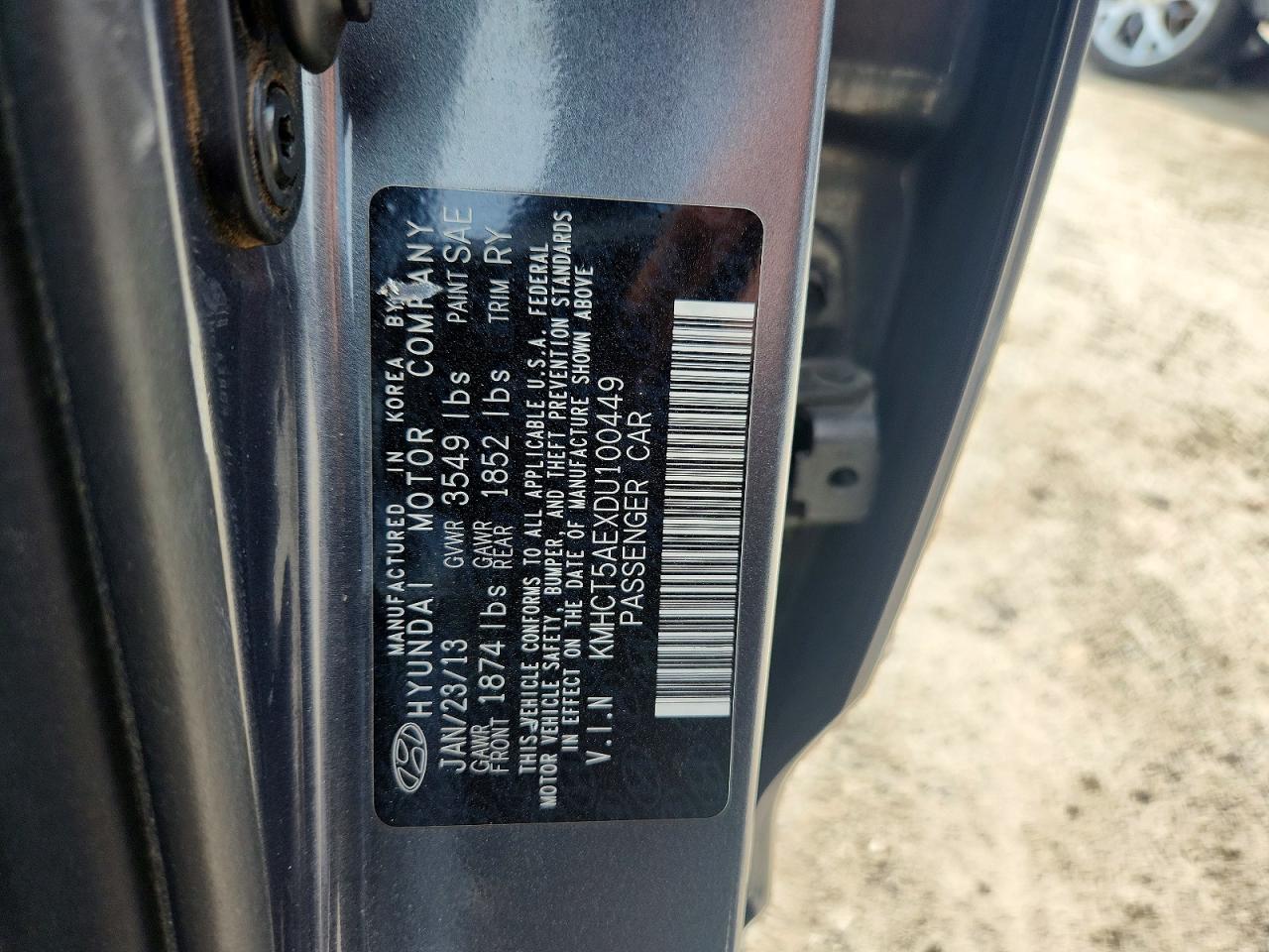 2013 Hyundai Accent Gray vin: KMHCT5AEXDU100449