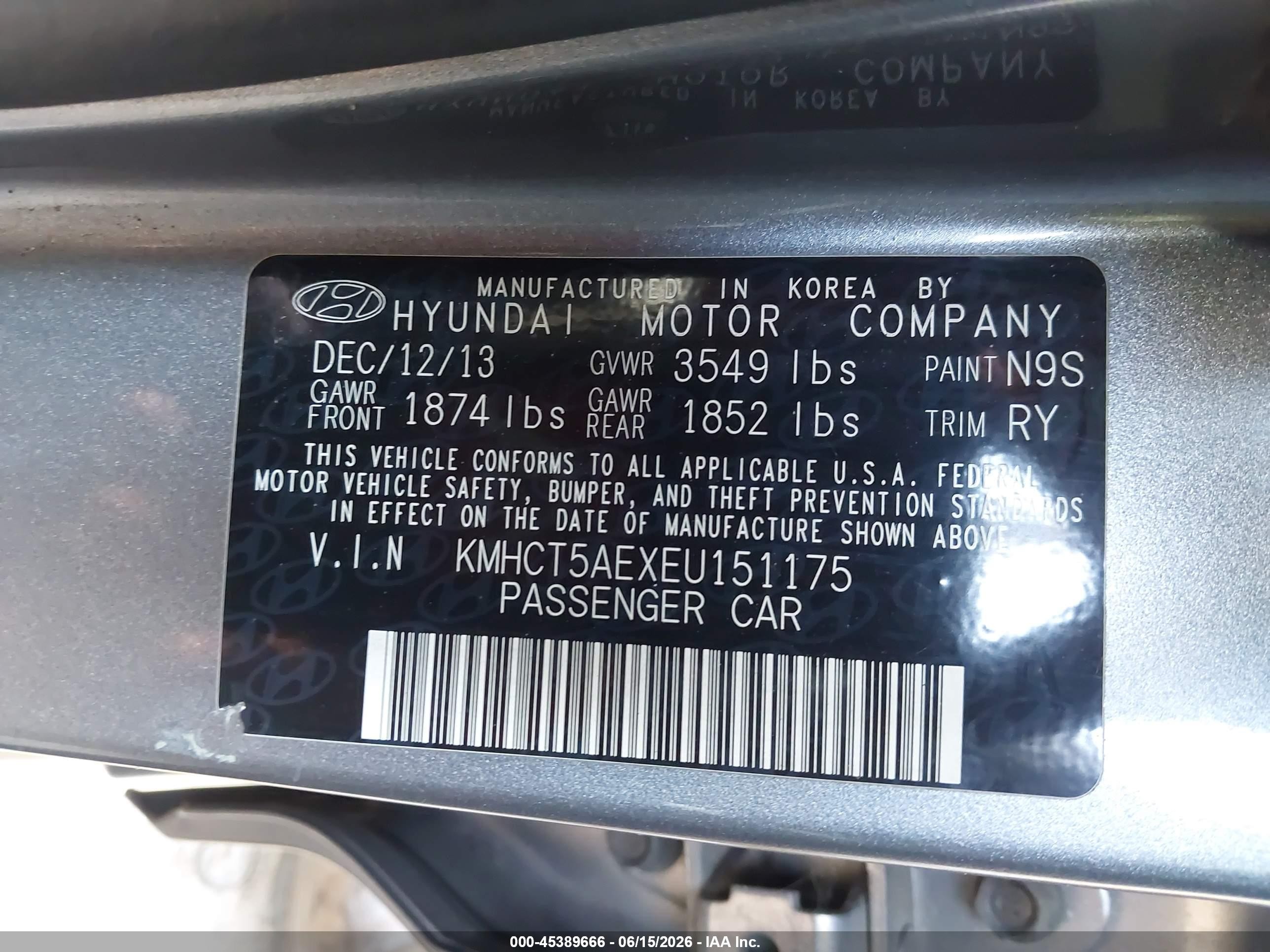 2014 Hyundai Accent Gs Gray vin: KMHCT5AEXEU151175