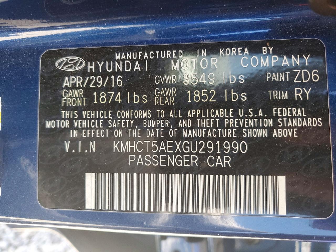 2016 Hyundai Accent Se Blue vin: KMHCT5AEXGU291990