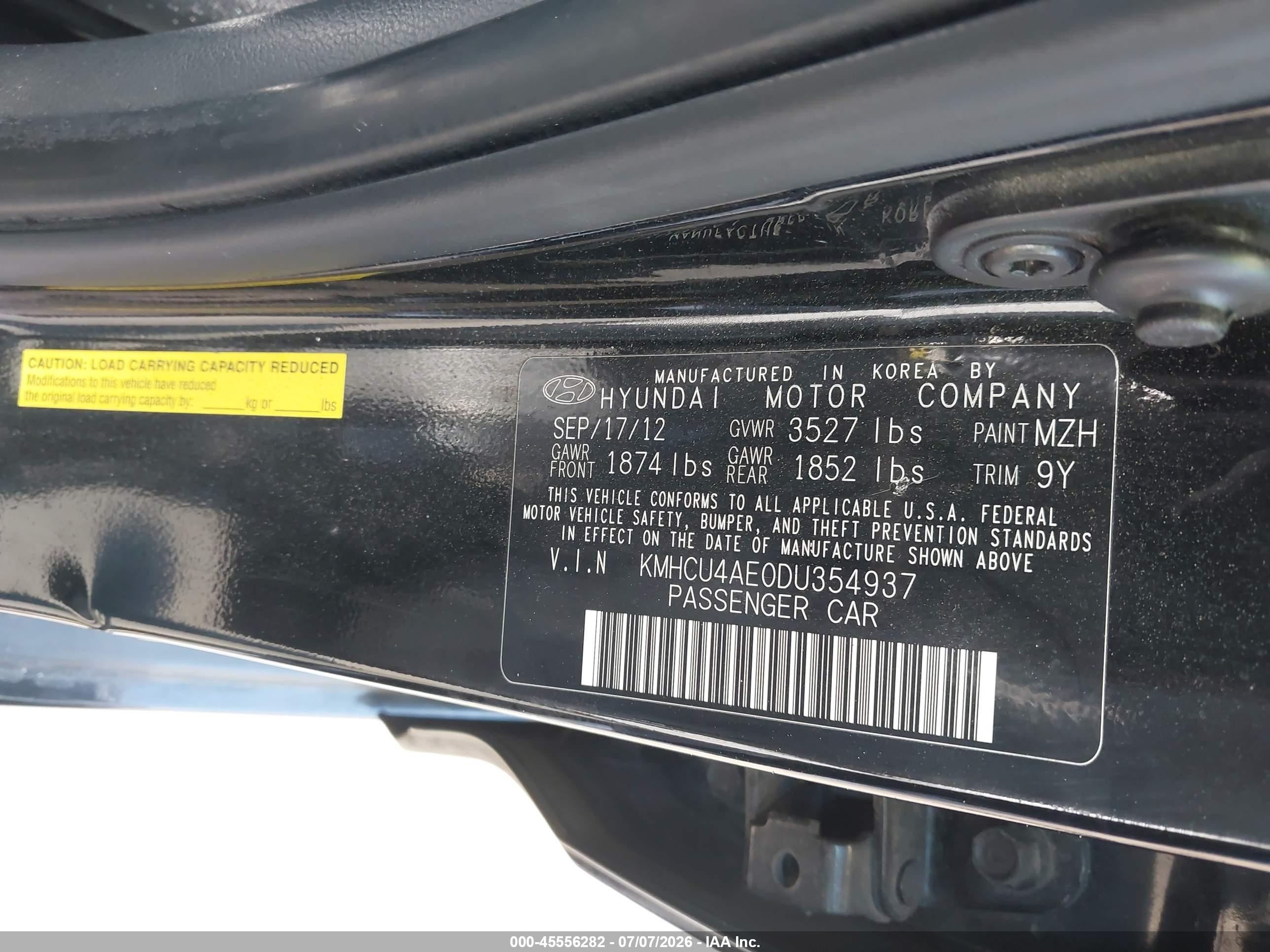 2013 Hyundai Accent Gls Black vin: KMHCU4AE0DU354937