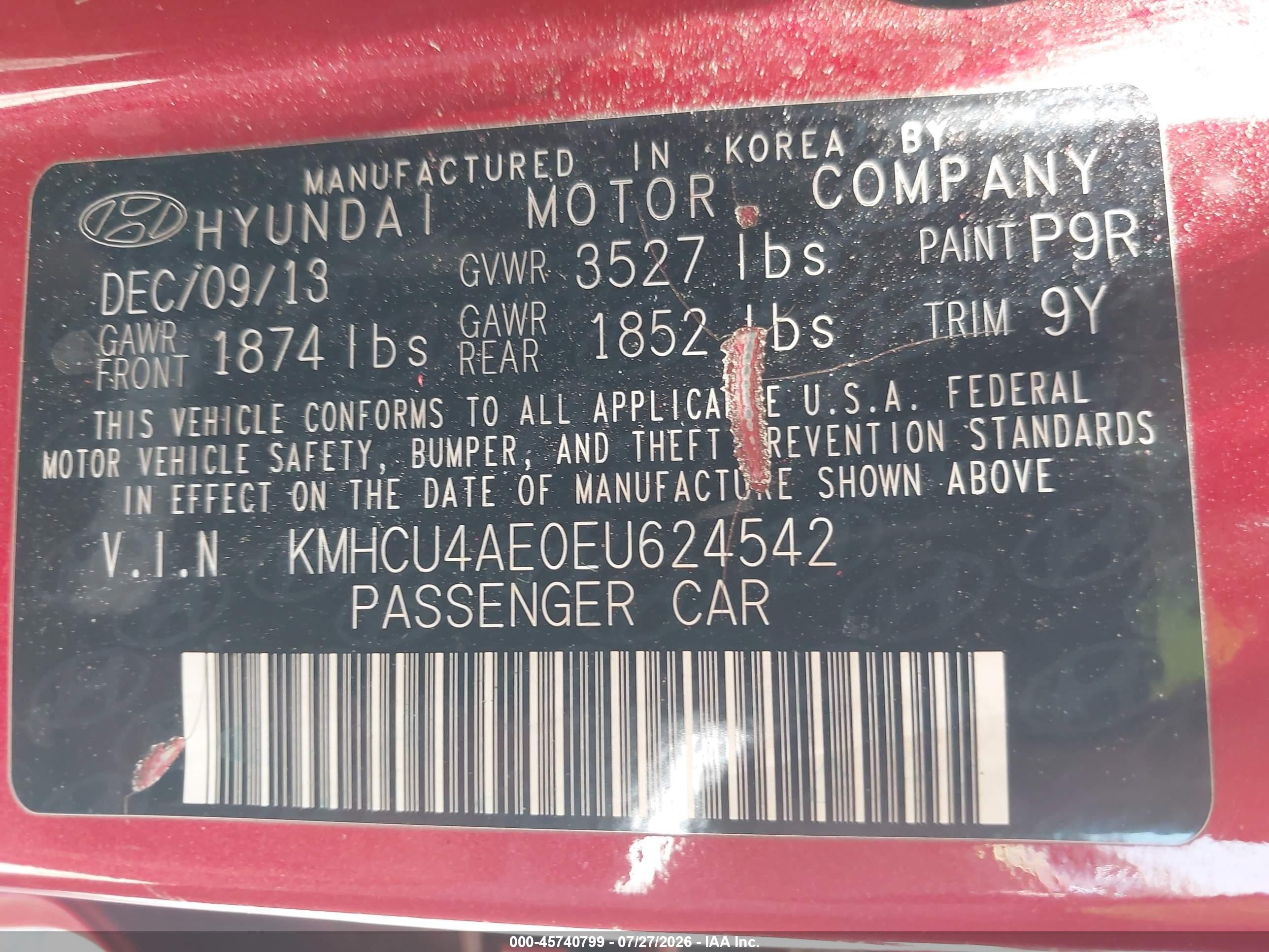 2014 Hyundai Accent Gls Red vin: KMHCU4AE0EU624542