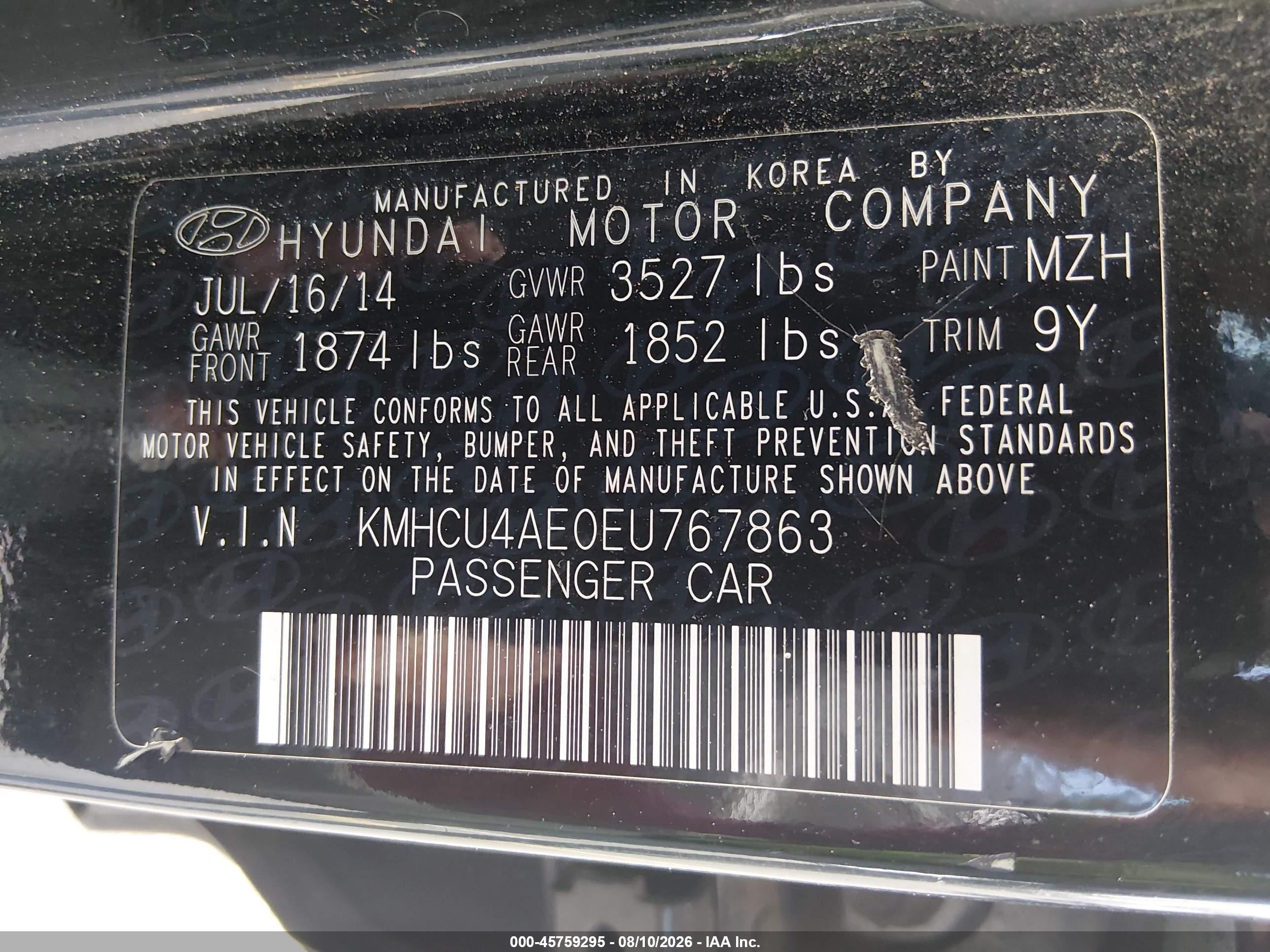 2014 Hyundai Accent Gls Black vin: KMHCU4AE0EU767863