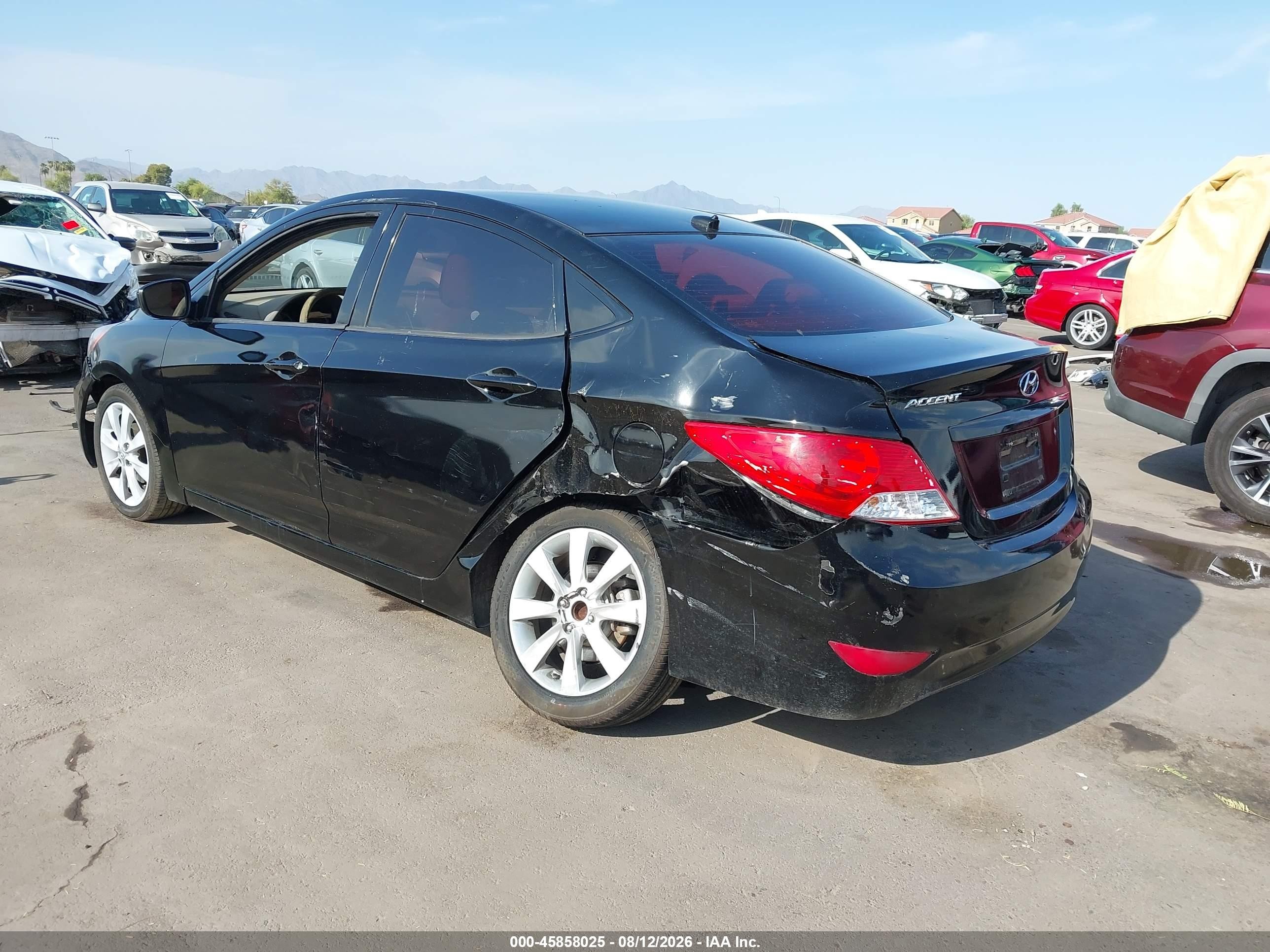 2012 Hyundai Accent Gls Black vin: KMHCU4AE1CU043015