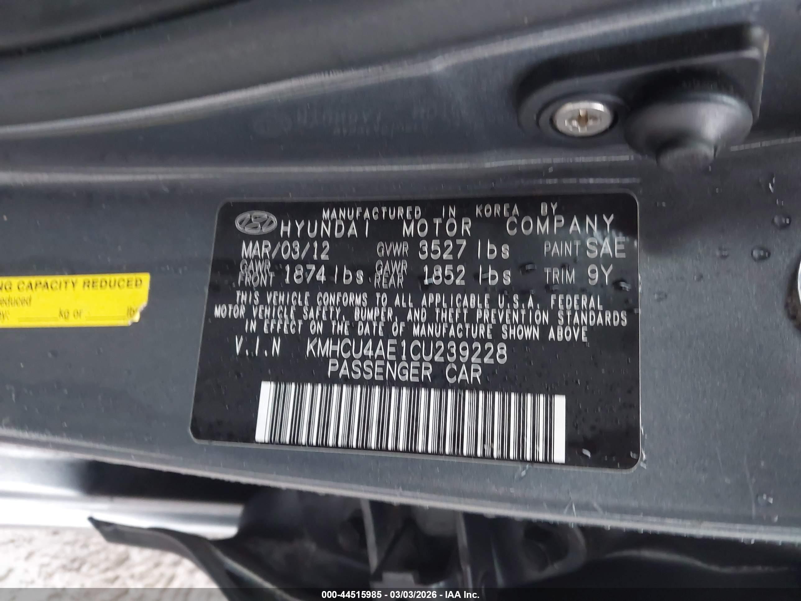 2012 Hyundai Accent Gls Gray vin: KMHCU4AE1CU239228