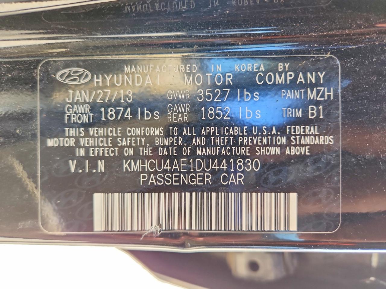 2013 Hyundai Accent Gls Black vin: KMHCU4AE1DU441830