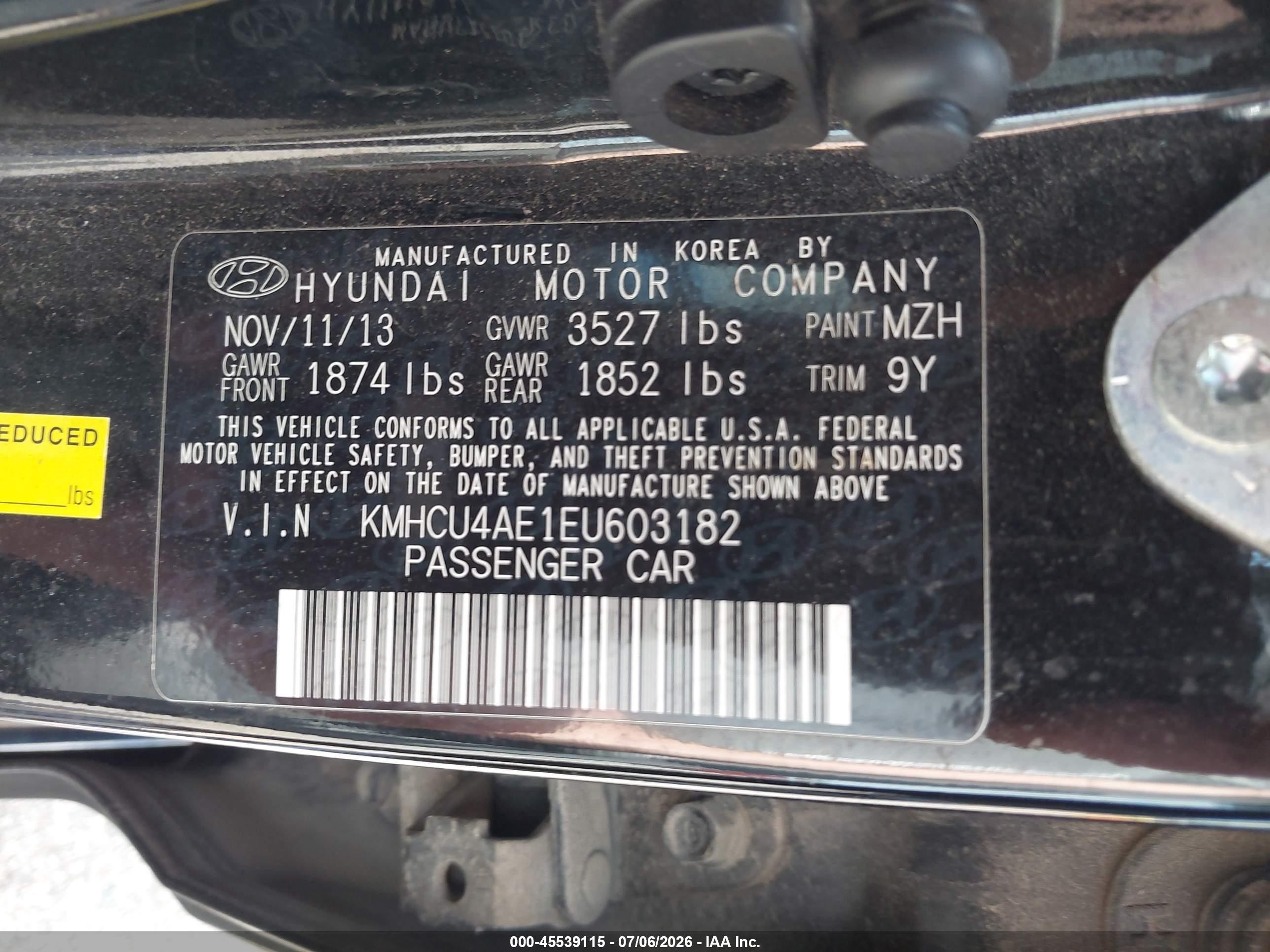 2014 Hyundai Accent Gls Black vin: KMHCU4AE1EU603182