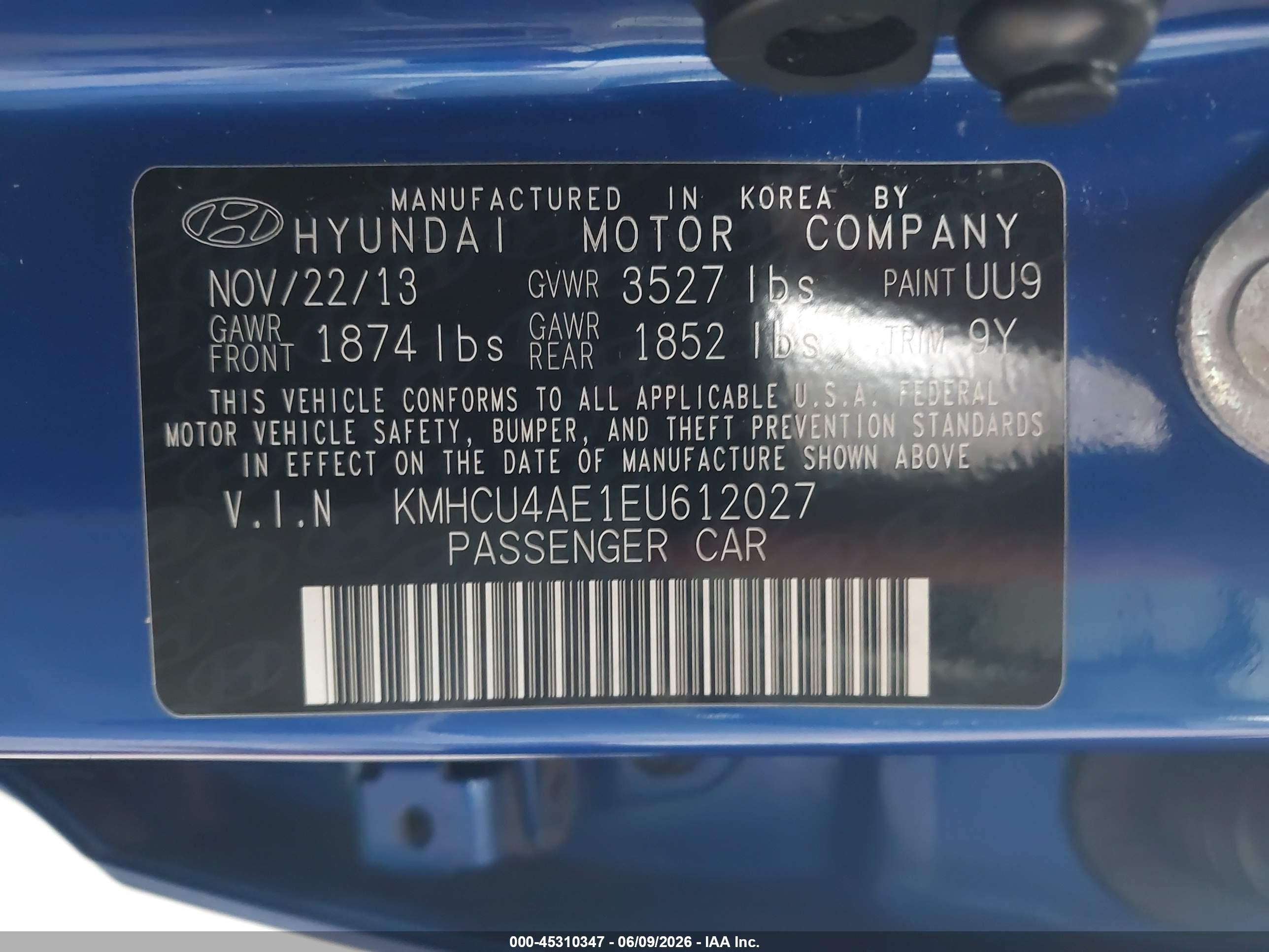 2014 Hyundai Accent Gls Синий vin: KMHCU4AE1EU612027