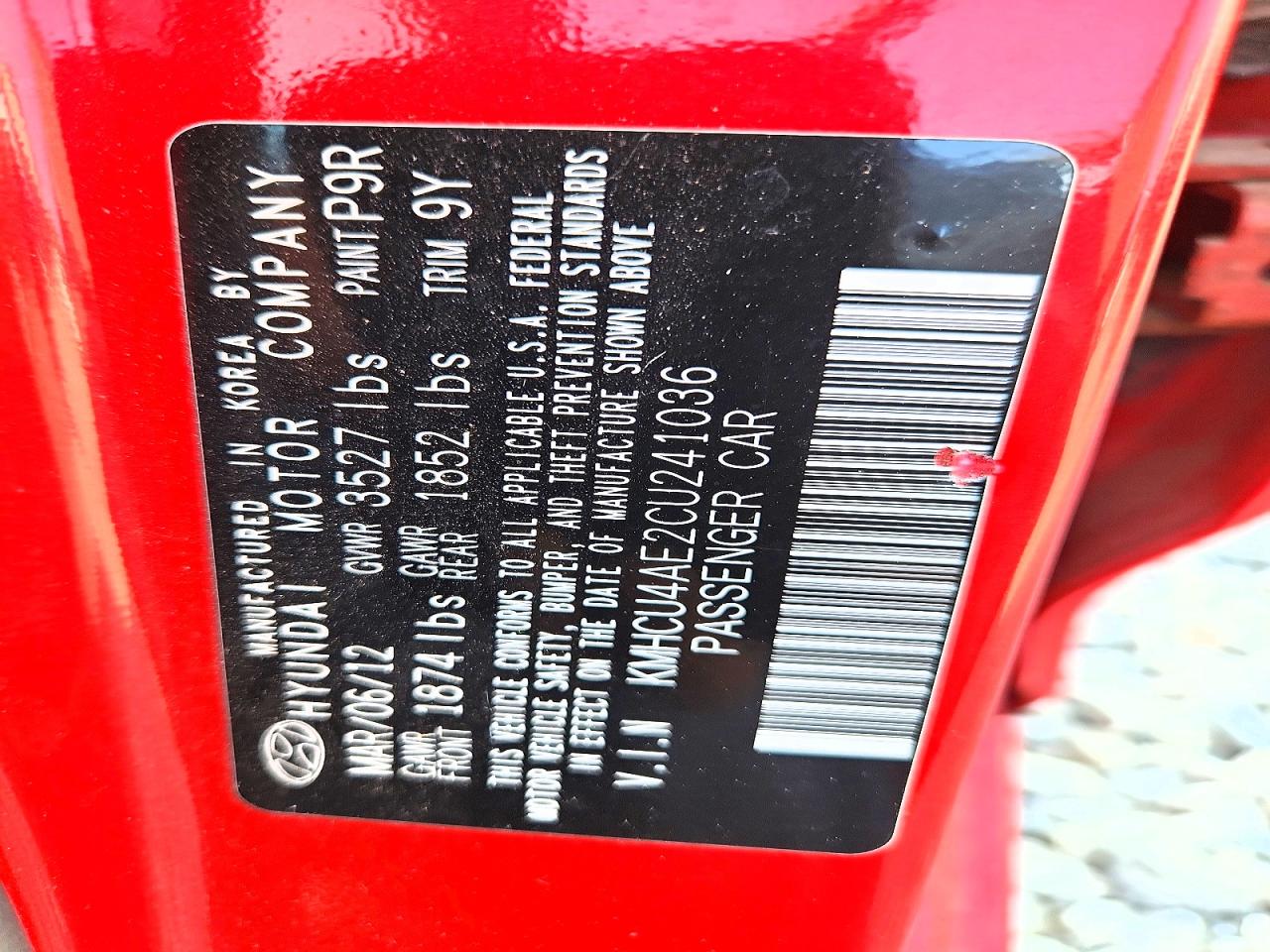 2012 Hyundai Accent Gls Red vin: KMHCU4AE2CU241036