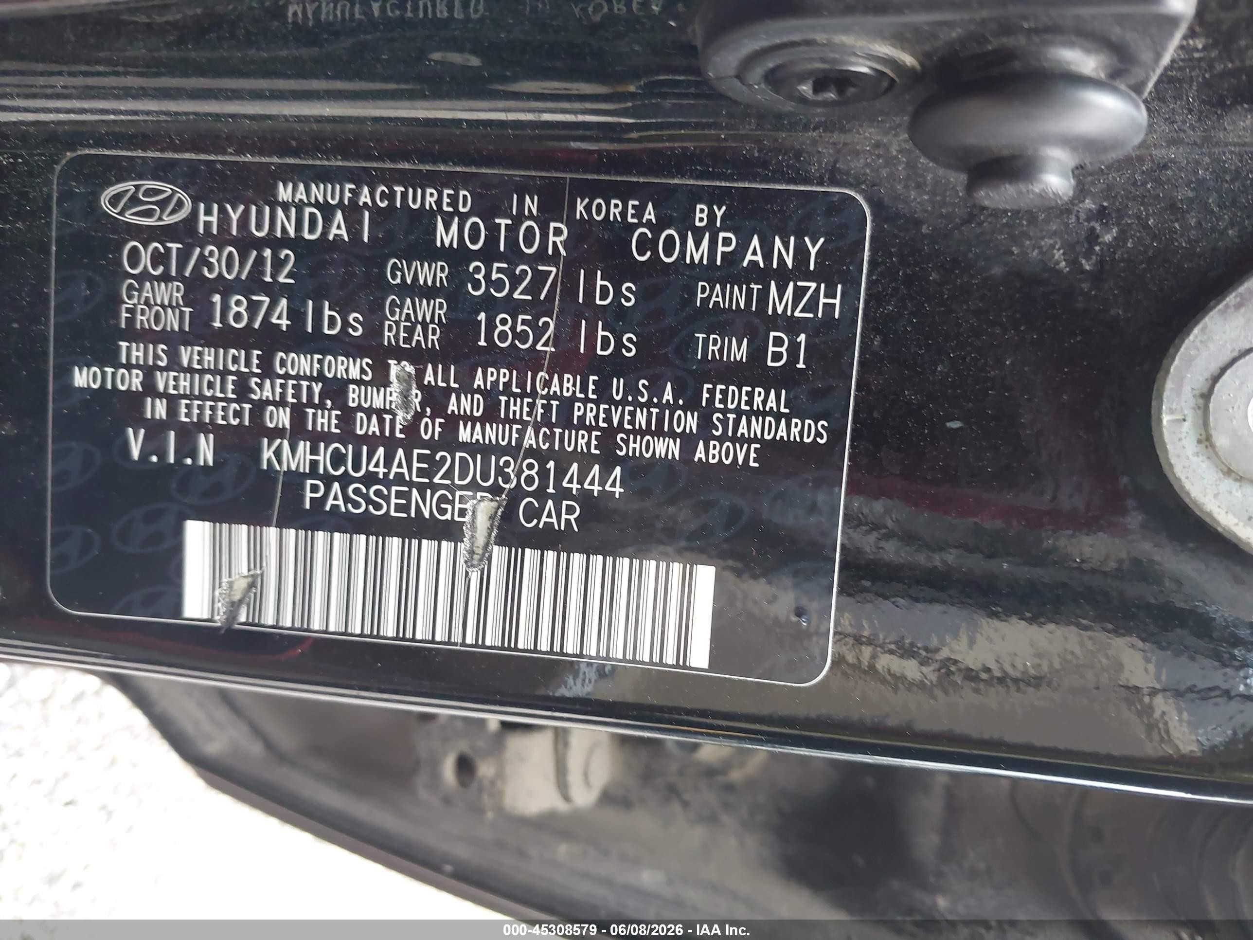2013 Hyundai Accent Gls Black vin: KMHCU4AE2DU381444
