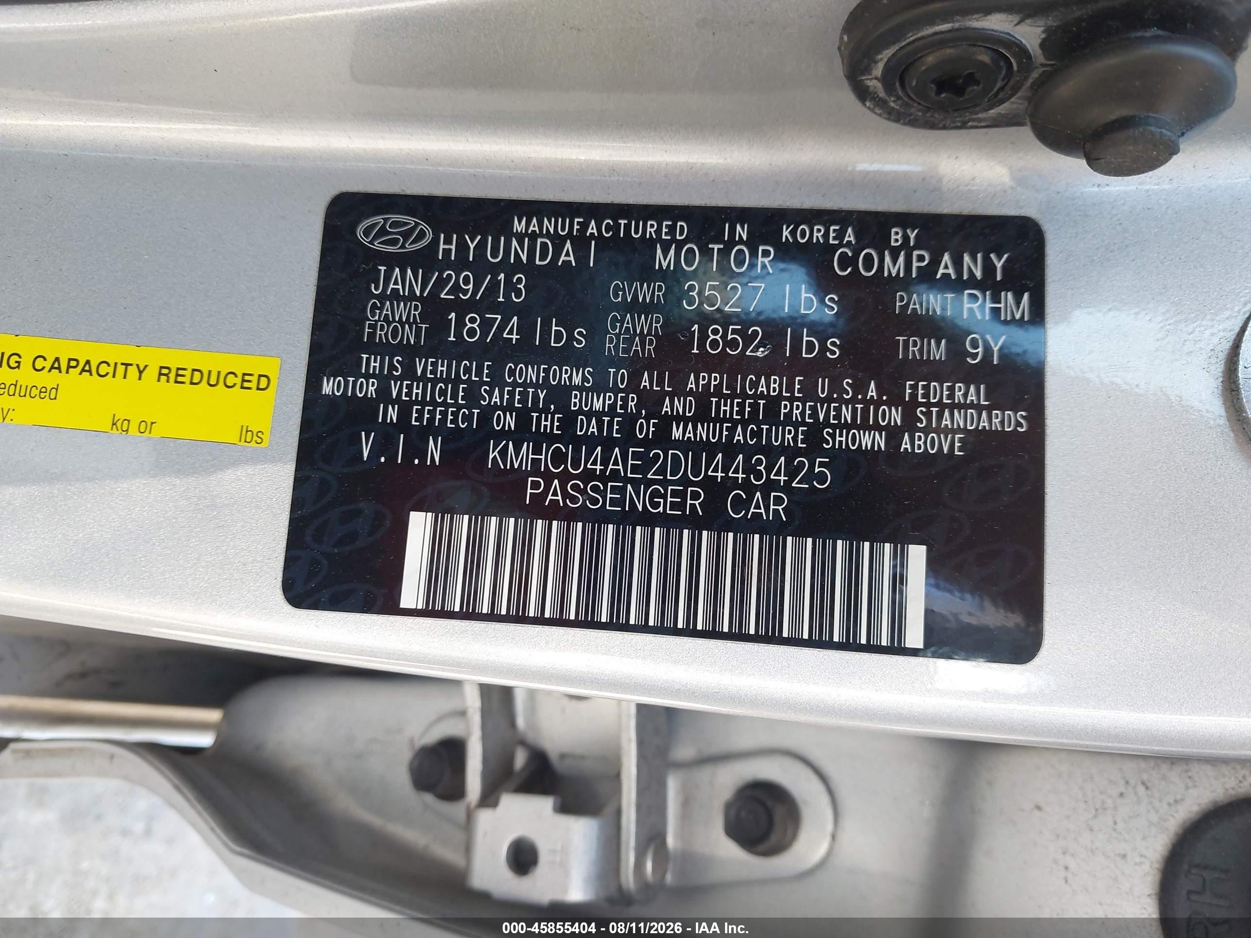 2013 Hyundai Accent Gls Gray vin: KMHCU4AE2DU443425
