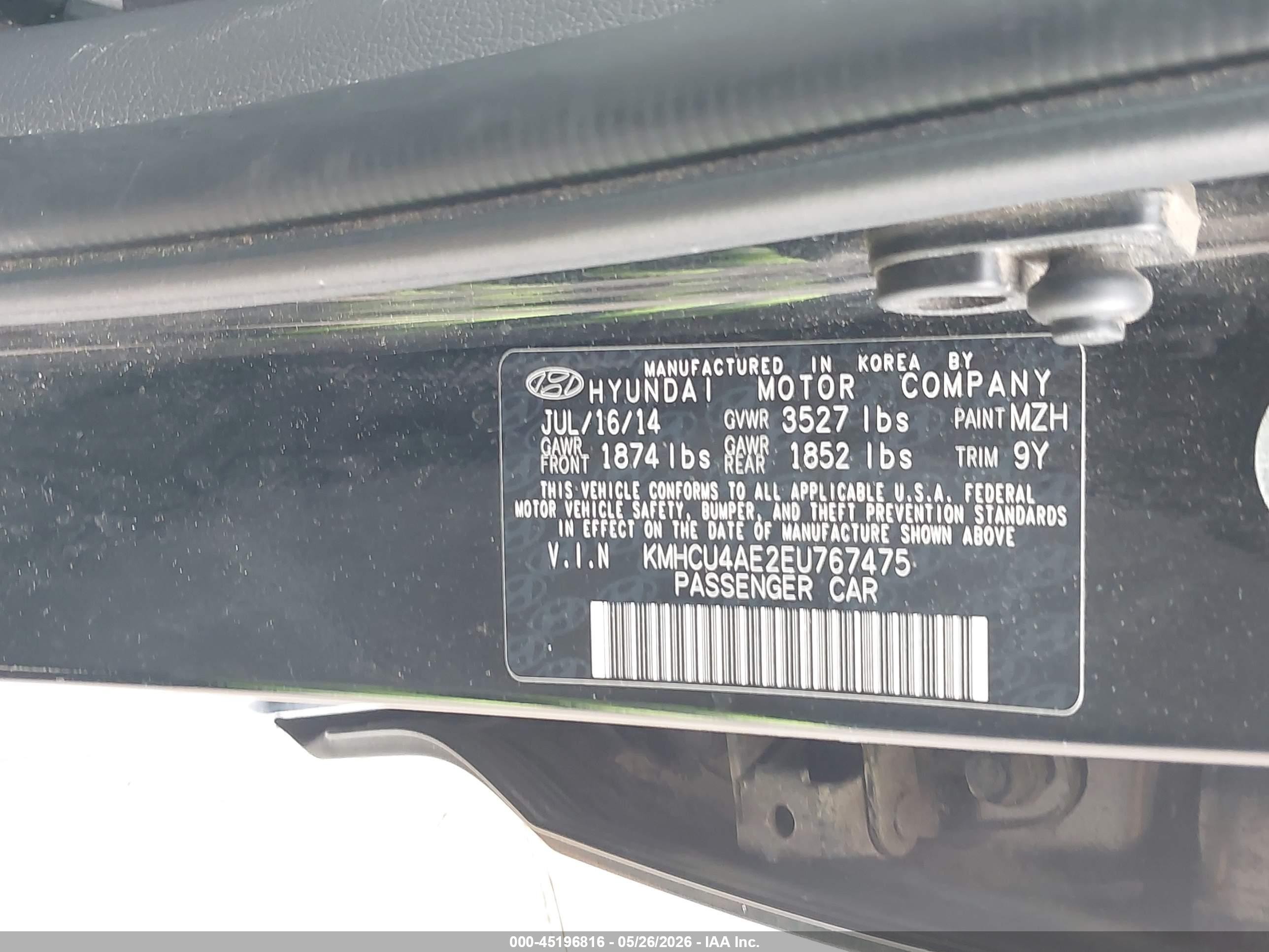 2014 Hyundai Accent Gls Black vin: KMHCU4AE2EU767475