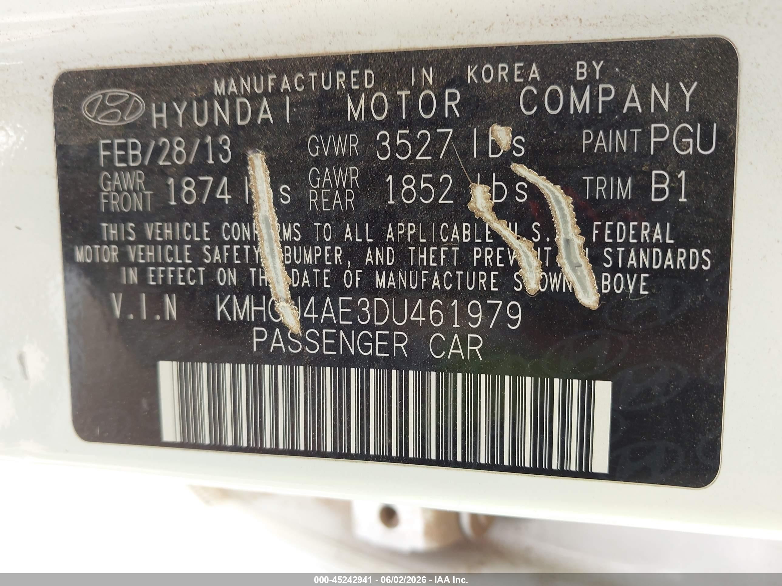 2013 Hyundai Accent Gls Белый vin: KMHCU4AE3DU461979