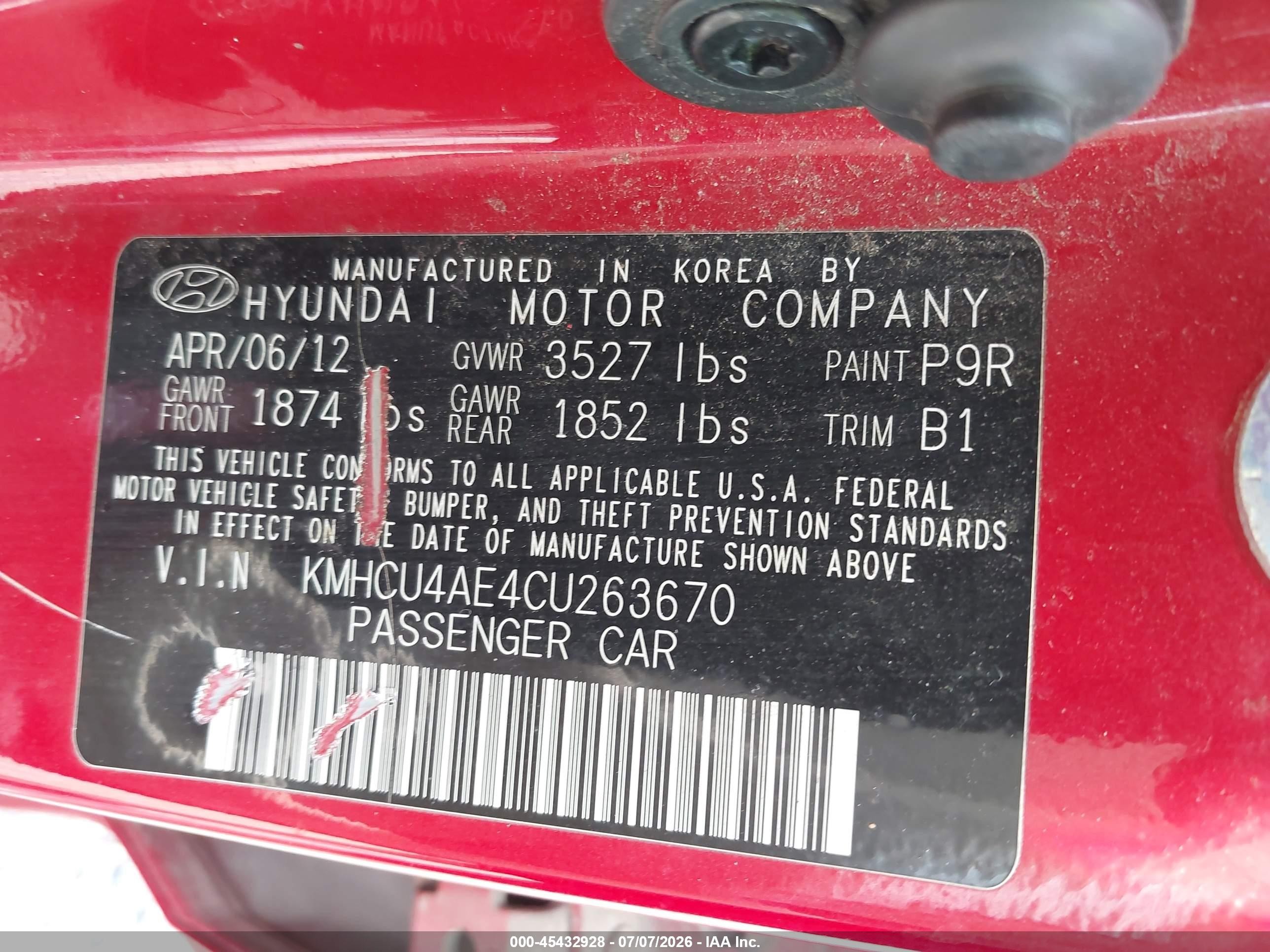 2012 Hyundai Accent Gls Red vin: KMHCU4AE4CU263670