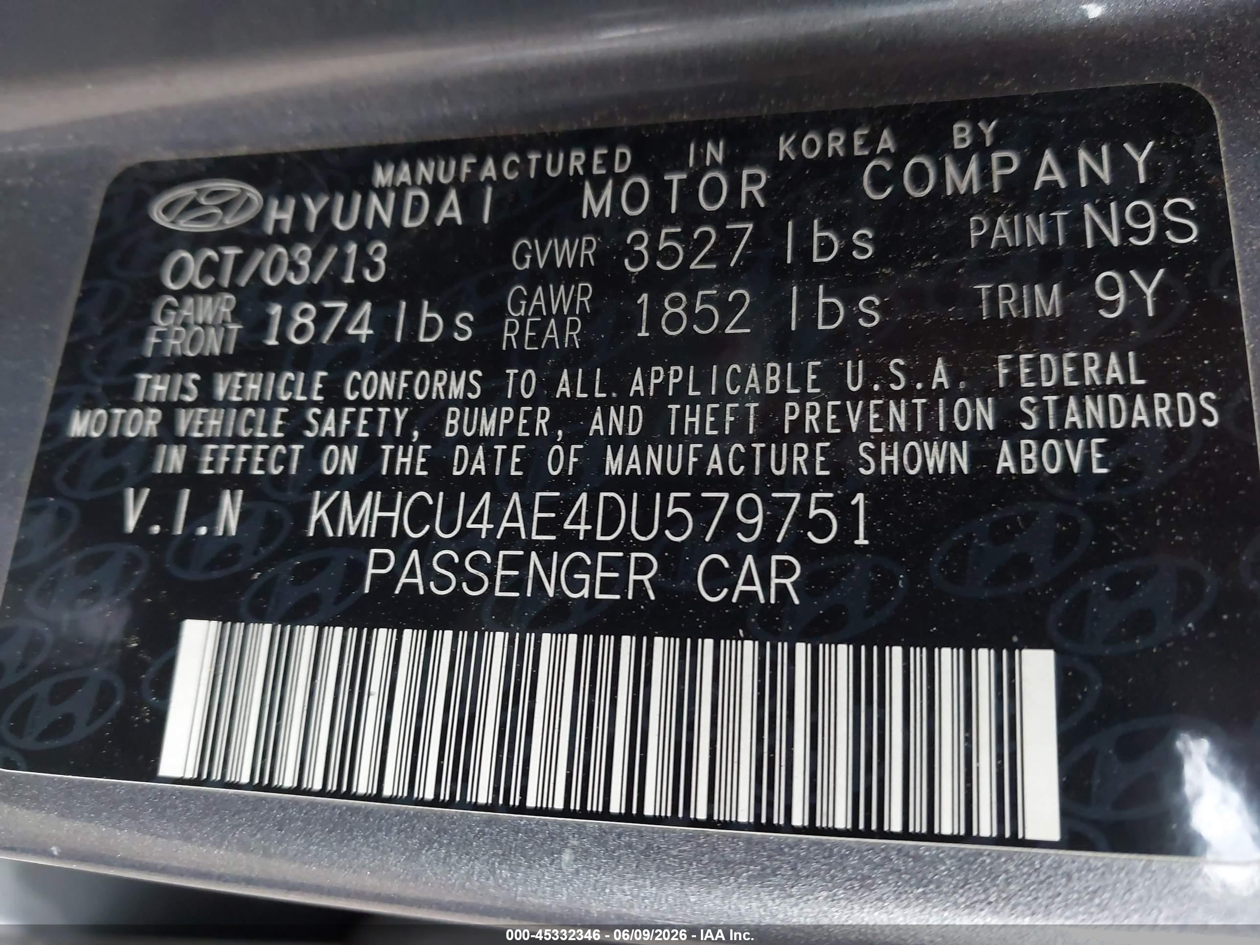 2013 Hyundai Accent Gls Gray vin: KMHCU4AE4DU579751