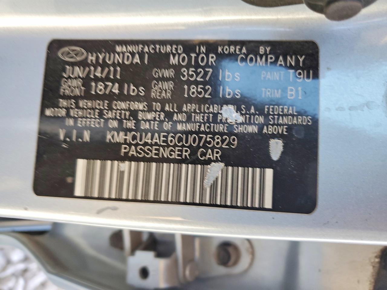 2012 Hyundai Accent Blue vin: KMHCU4AE6CU075829