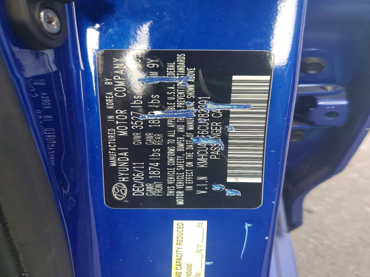 2012 Hyundai Accent Gls Blue vin: KMHCU4AE6CU182301