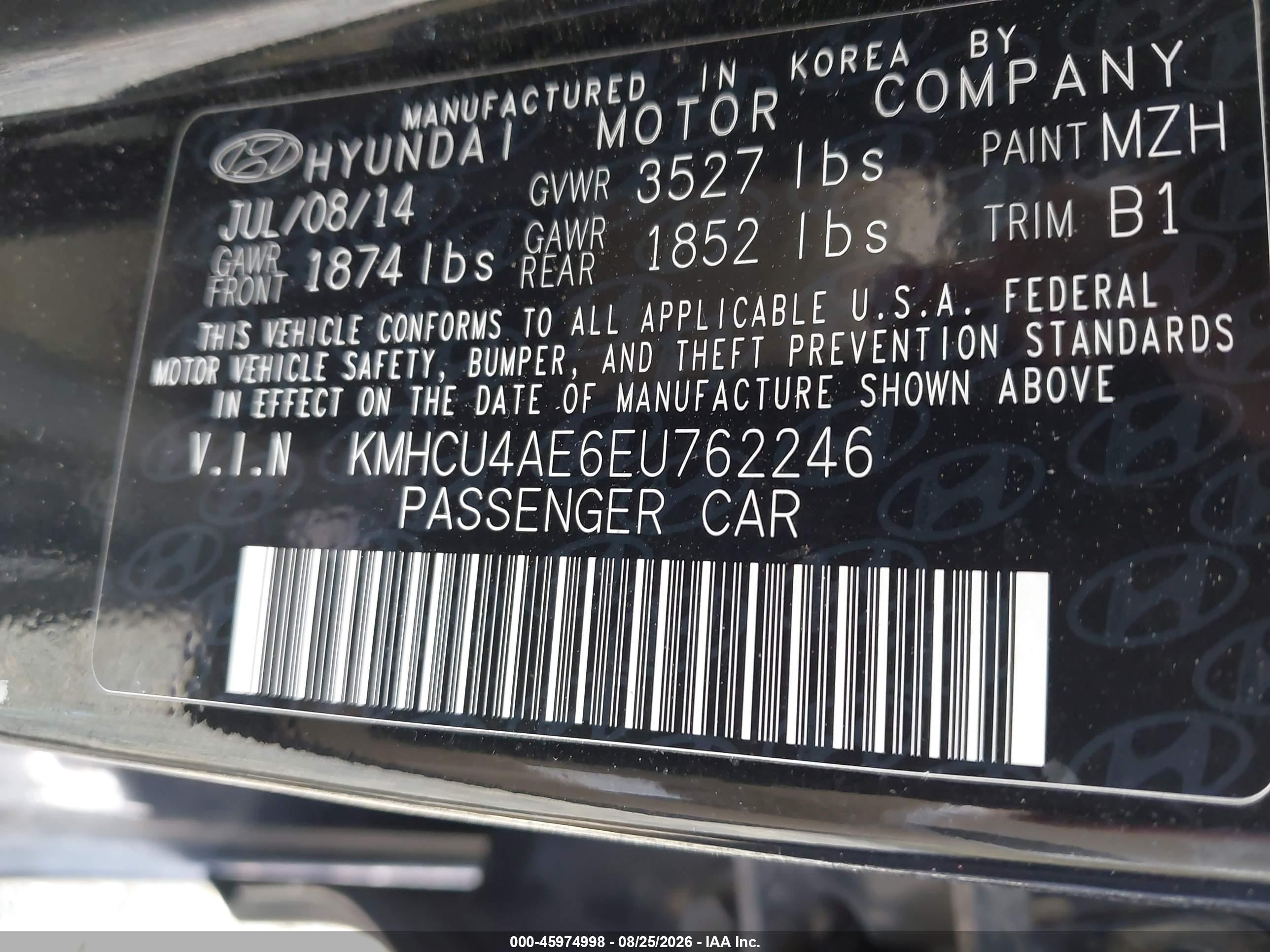 2014 Hyundai Accent Gls Black vin: KMHCU4AE6EU762246