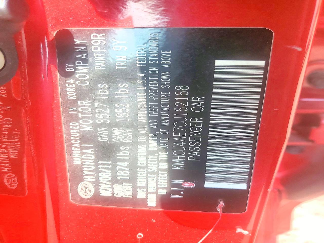 2012 Hyundai Accent Gls Red vin: KMHCU4AE7CU162168
