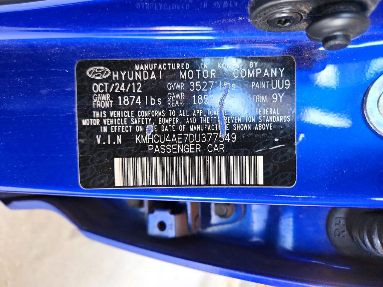 2013 Hyundai Accent Gls Blue vin: KMHCU4AE7DU377549