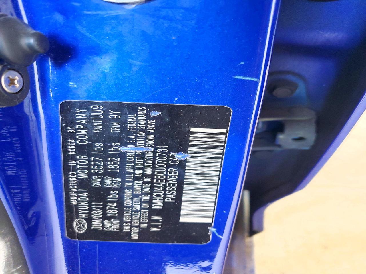 2012 Hyundai Accent Gls Blue vin: KMHCU4AE8CU070731