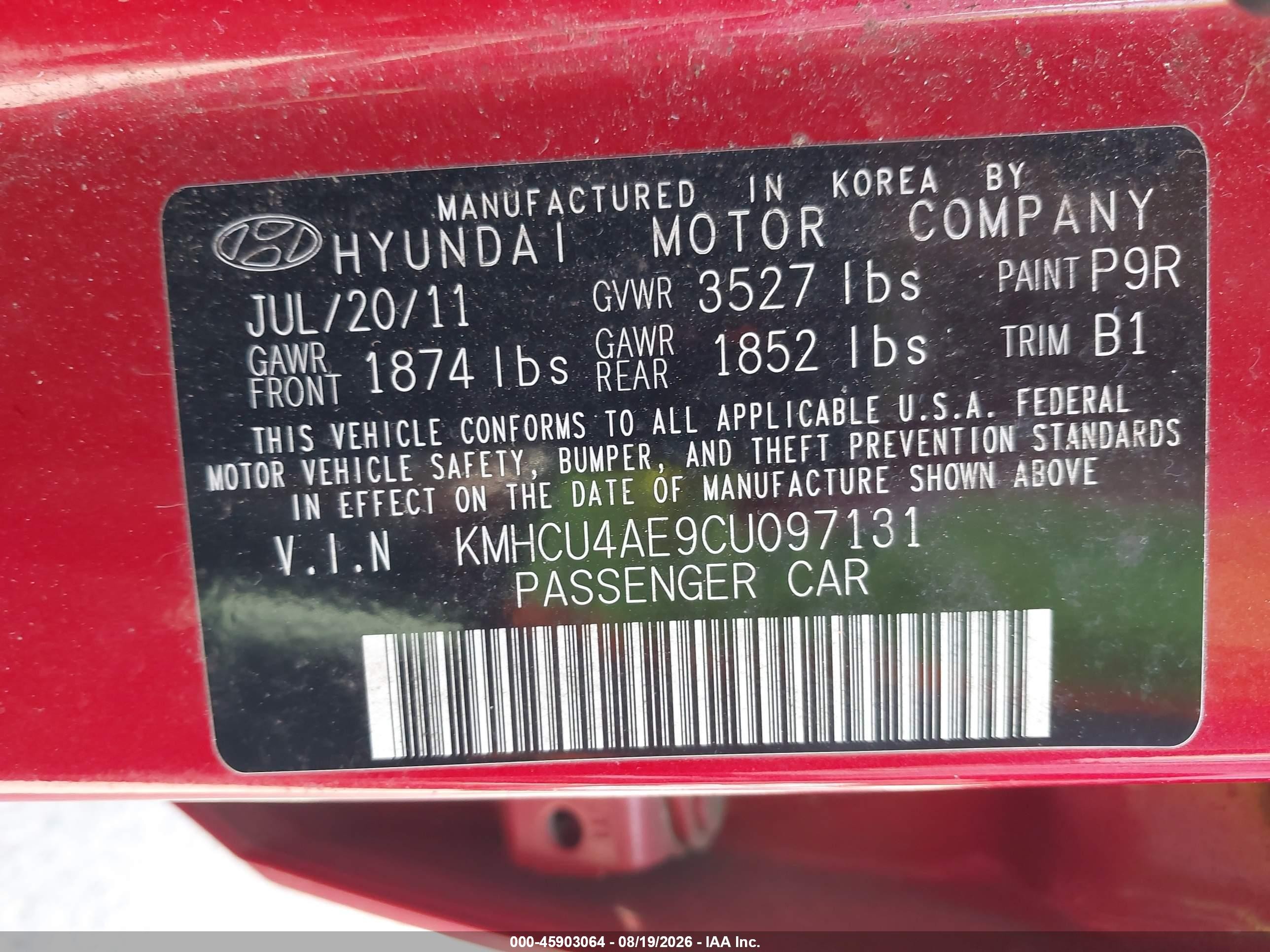 2012 Hyundai Accent Gls Red vin: KMHCU4AE9CU097131