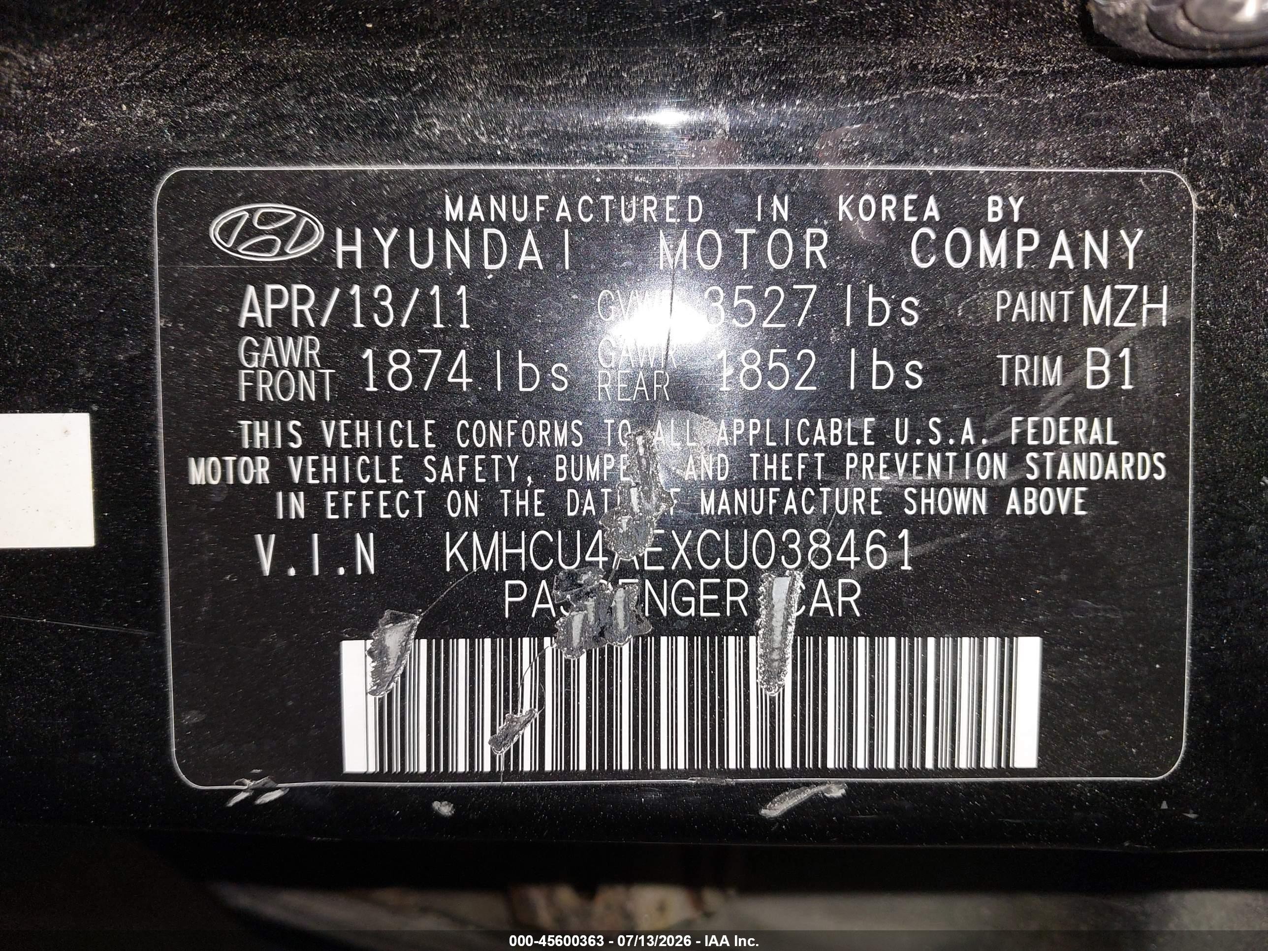 2012 Hyundai Accent Gls Black vin: KMHCU4AEXCU038461