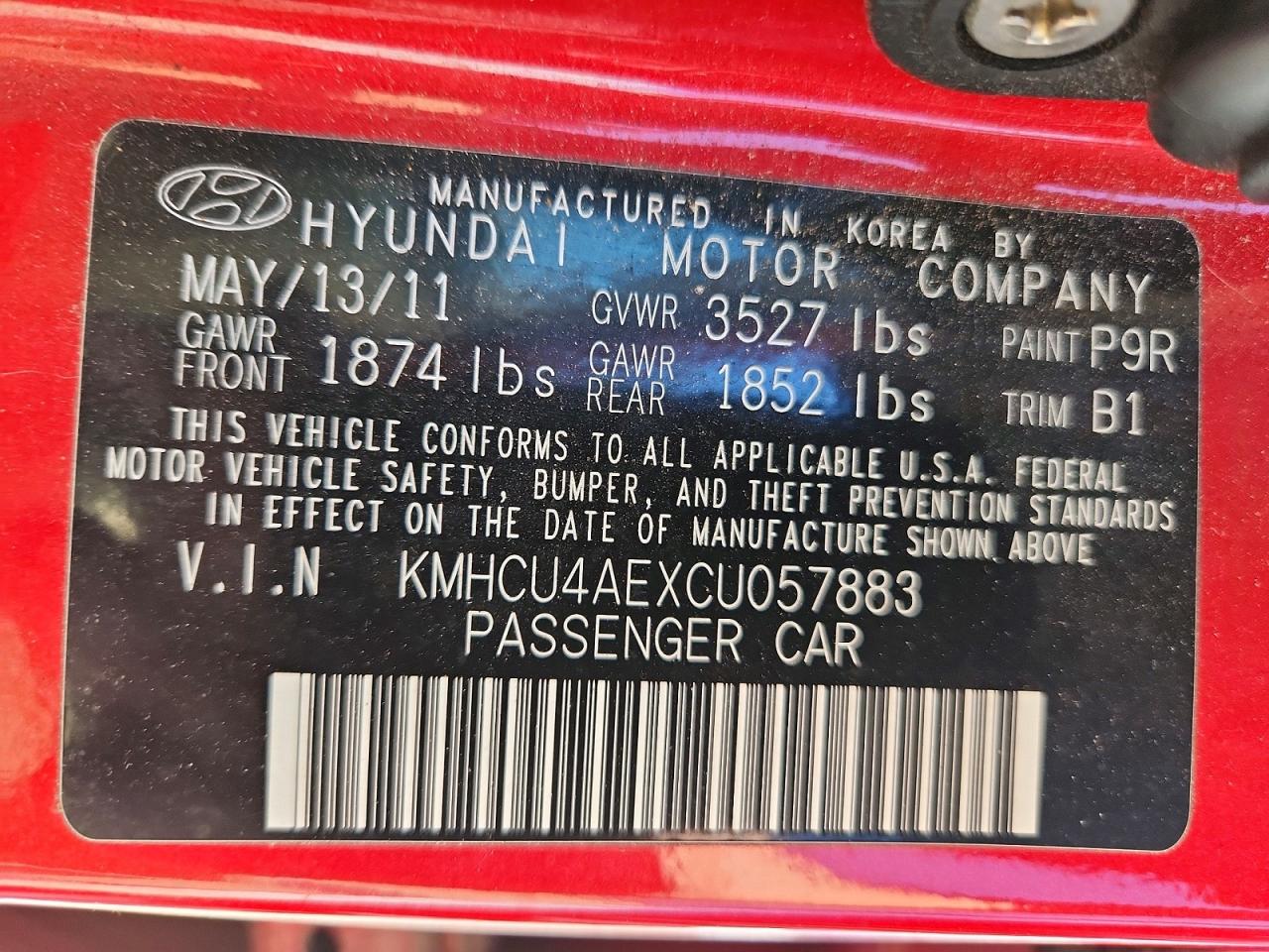 2012 Hyundai Accent Gls Red vin: KMHCU4AEXCU057883