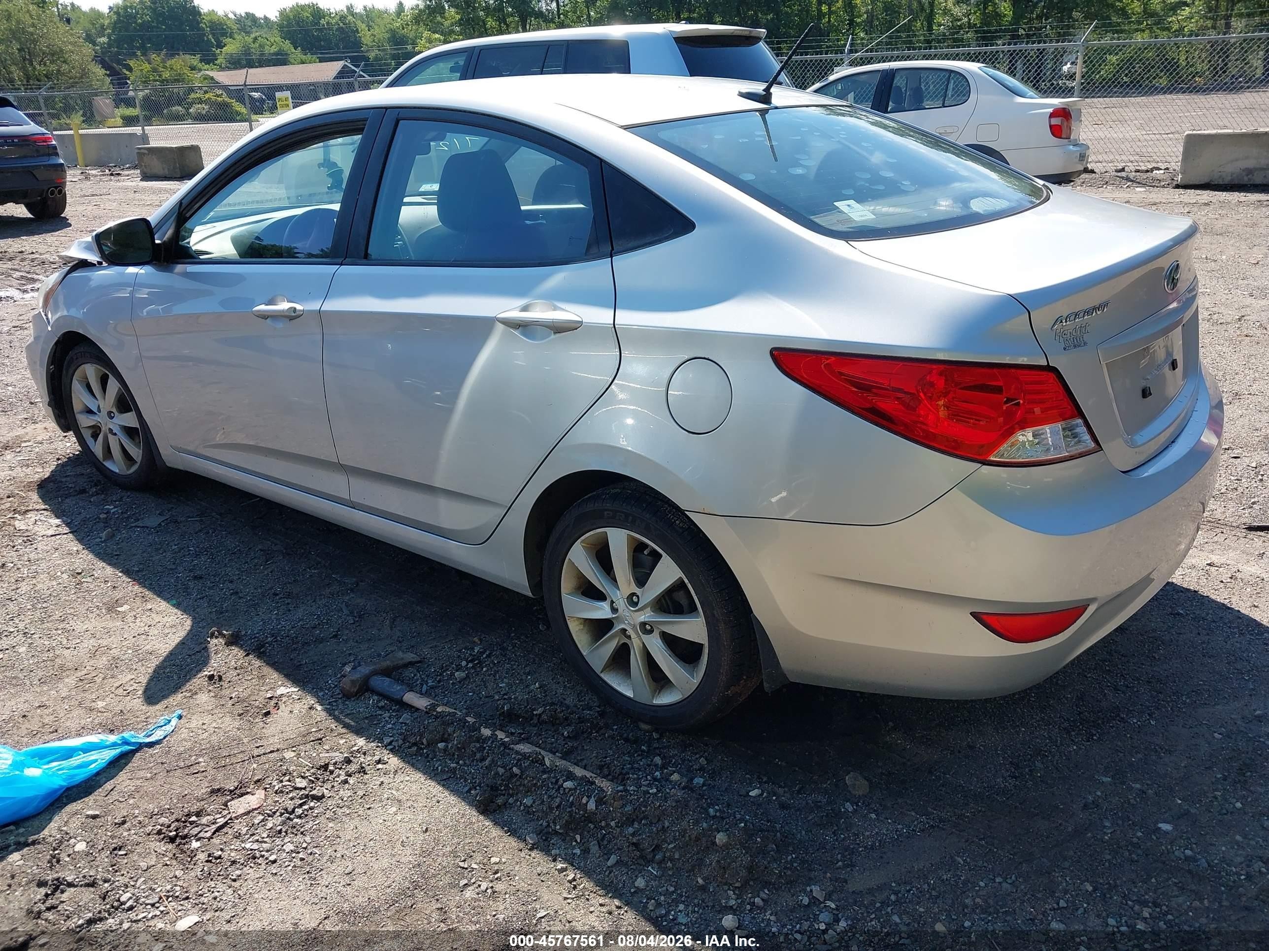 2012 Hyundai Accent Gls Gray vin: KMHCU4AEXCU160477