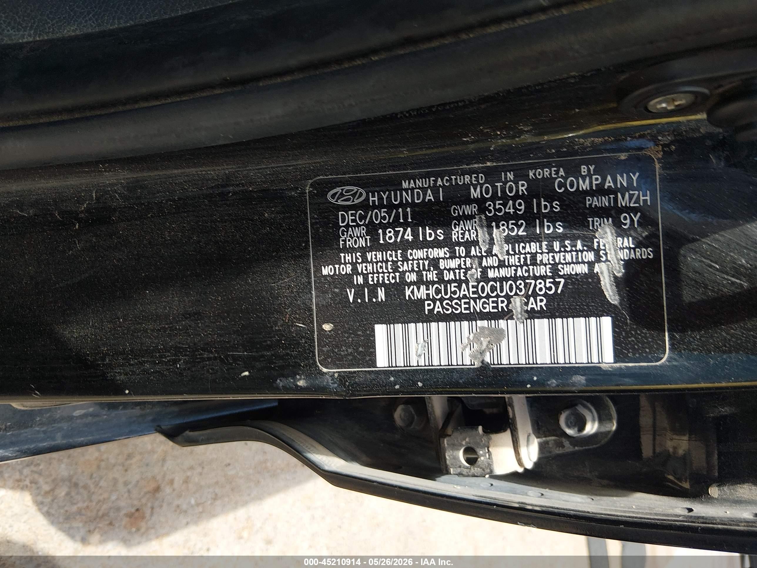 2012 Hyundai Accent Se Black vin: KMHCU5AE0CU037857