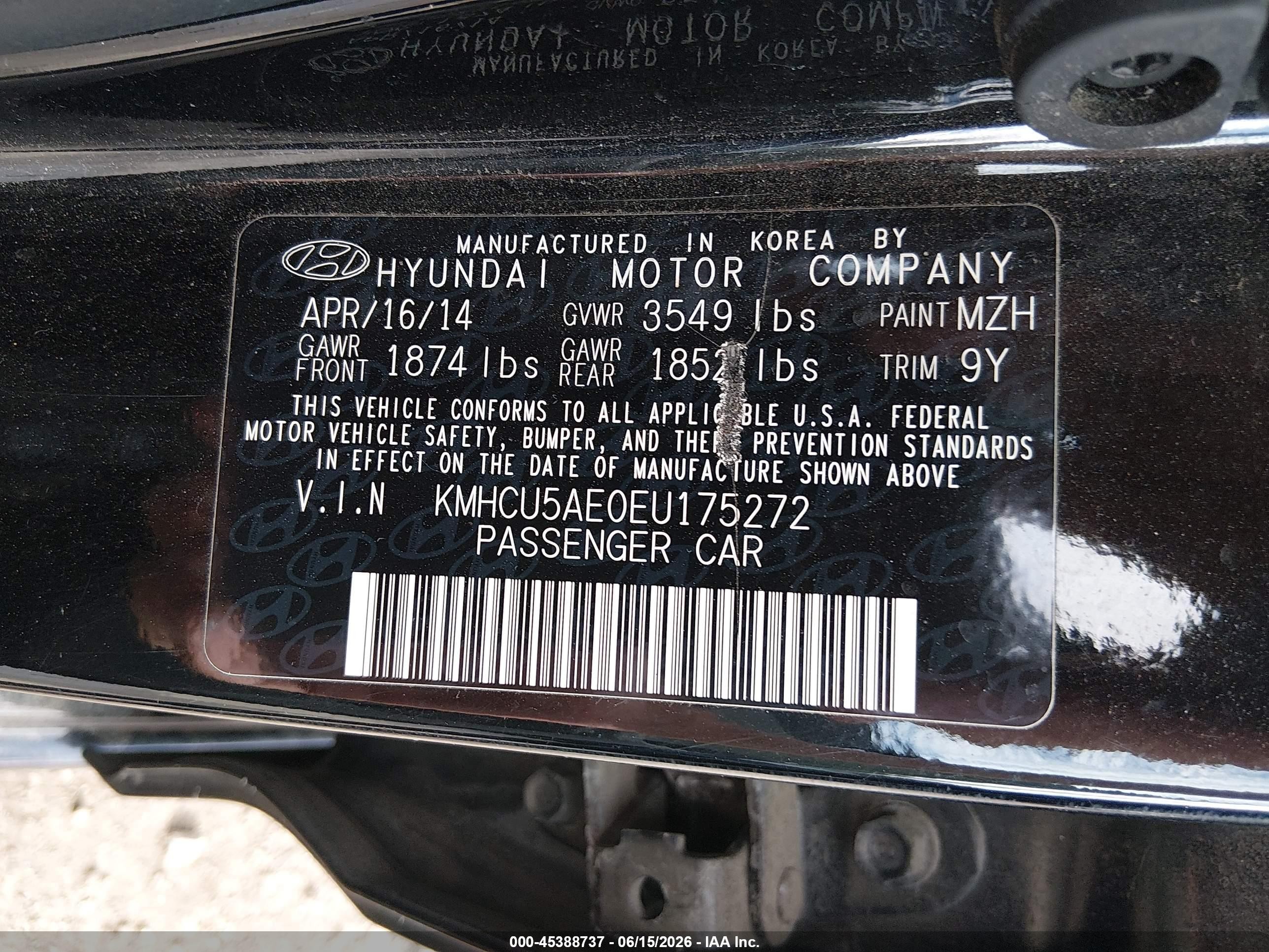 2014 Hyundai Accent Se Black vin: KMHCU5AE0EU175272