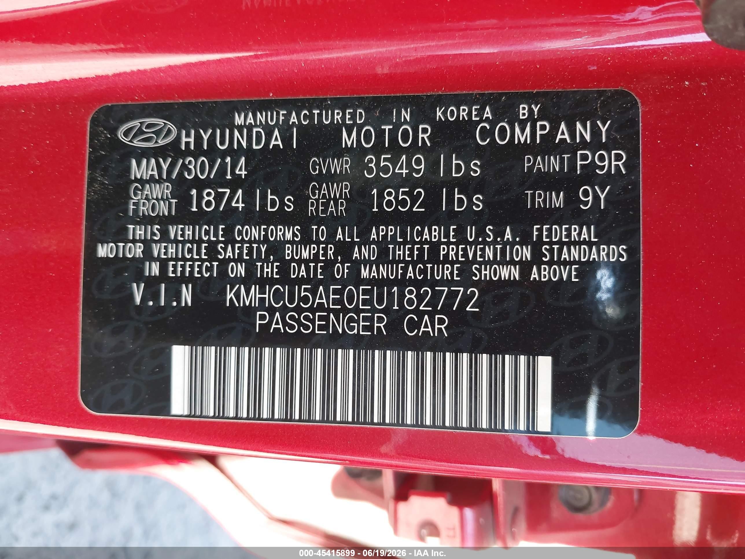 2014 Hyundai Accent Se Red vin: KMHCU5AE0EU182772