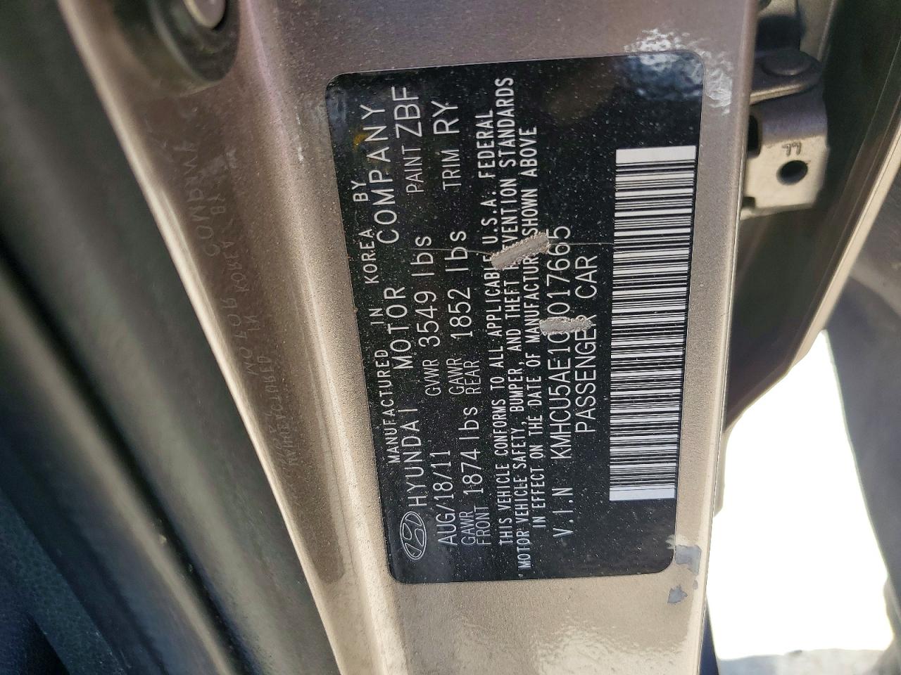 2012 Hyundai Accent Se Tan vin: KMHCU5AE1CU017665