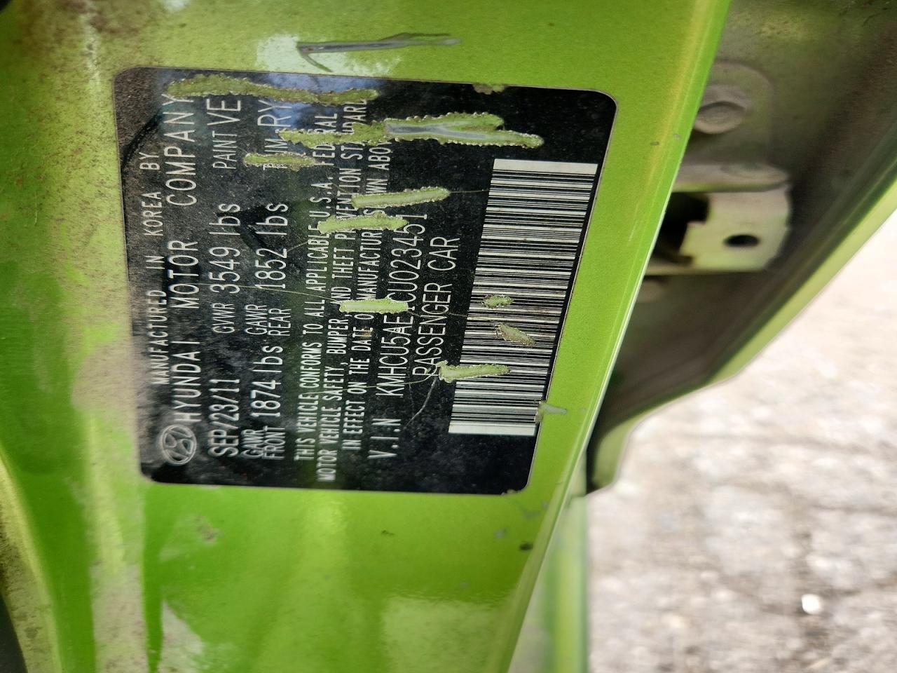 2012 Hyundai Accent Se Green vin: KMHCU5AE1CU023451