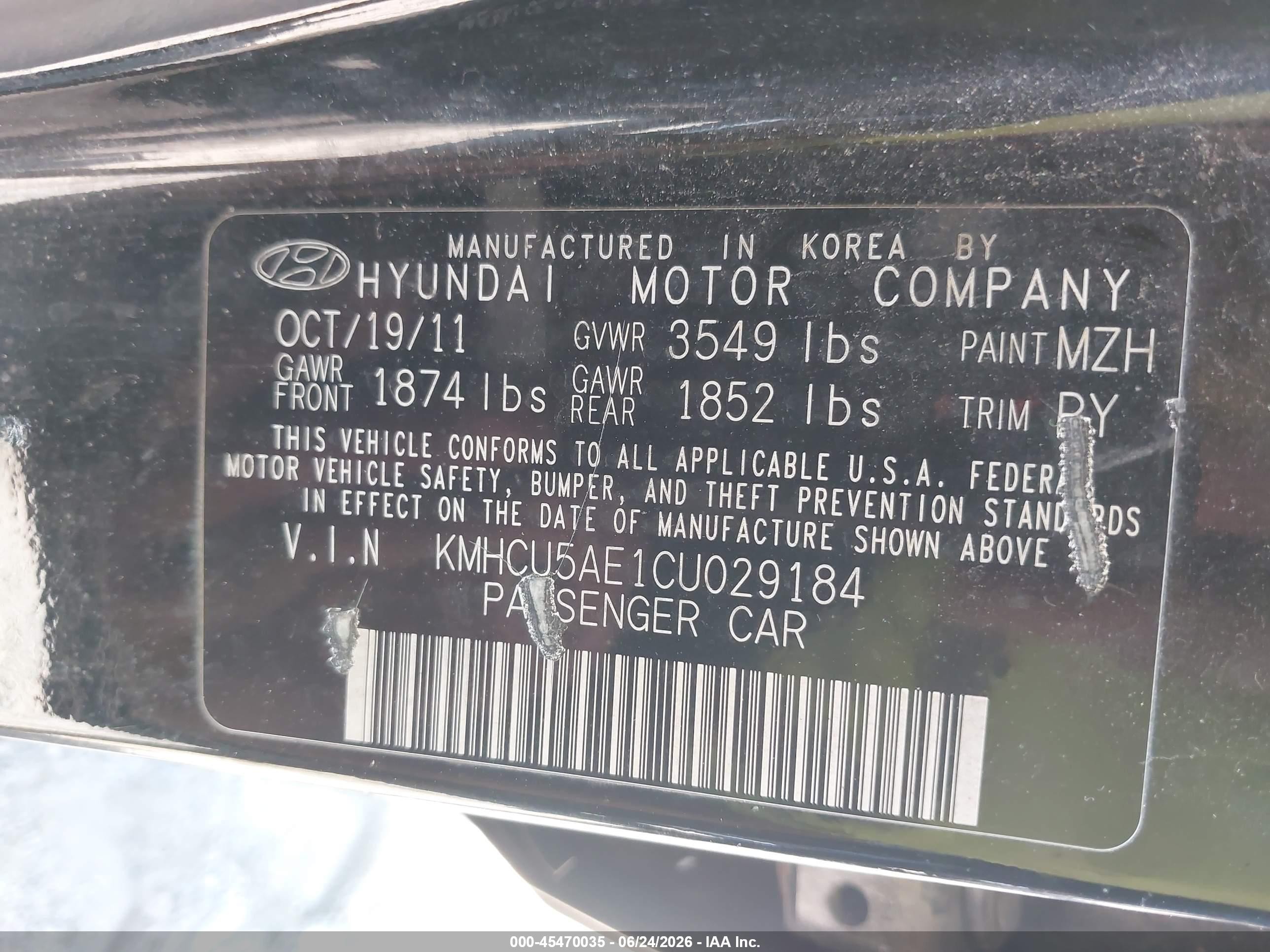 2012 Hyundai Accent Se Black vin: KMHCU5AE1CU029184