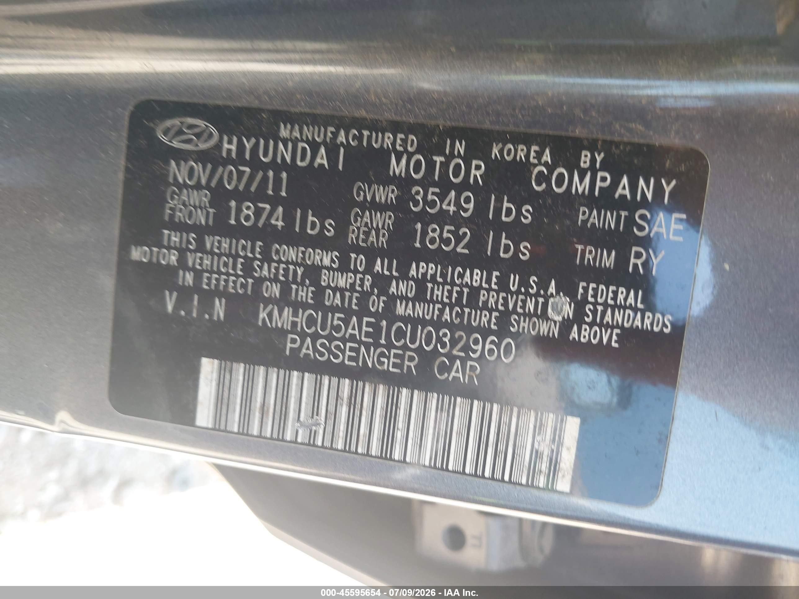 2012 Hyundai Accent Se Серый vin: KMHCU5AE1CU032960
