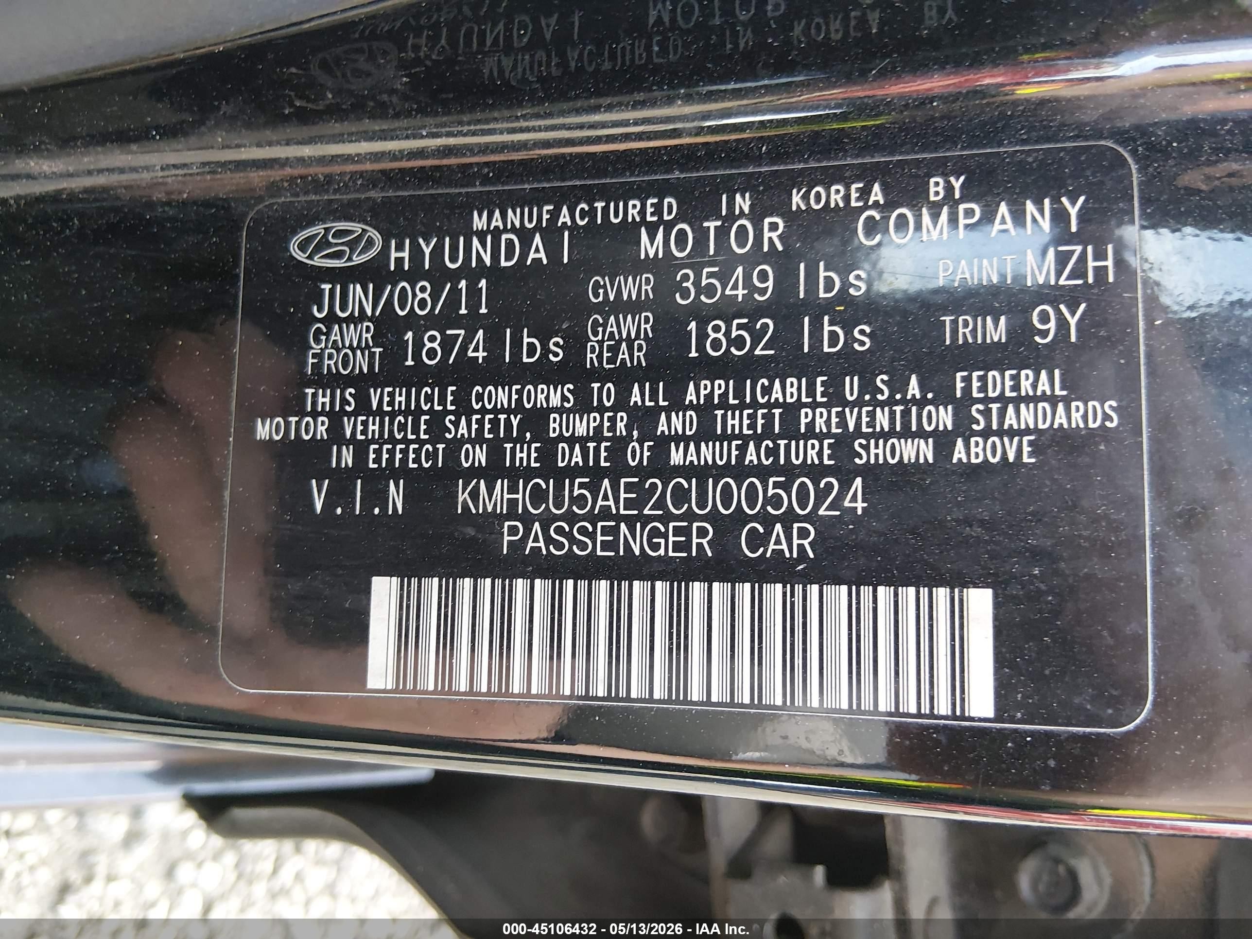 2012 Hyundai Accent Se Black vin: KMHCU5AE2CU005024