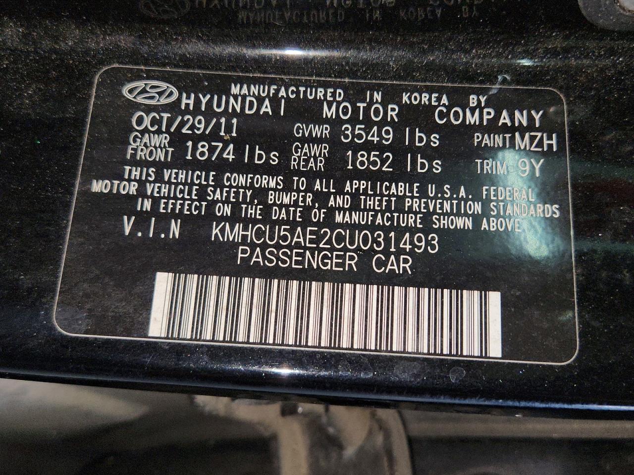 2012 Hyundai Accent Se Black vin: KMHCU5AE2CU031493